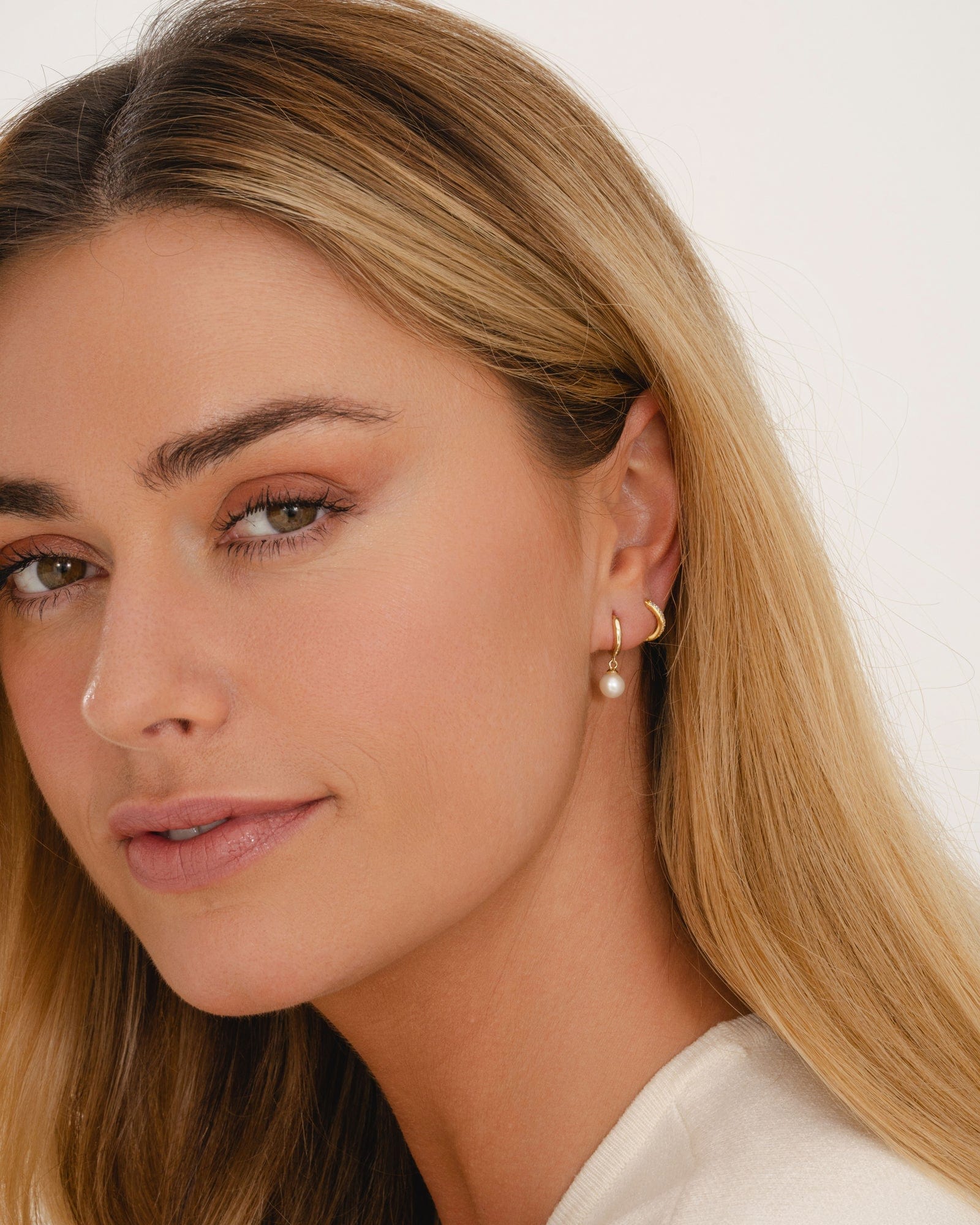 Gold Plated and Cubic Zirconia Simple Huggie Hoops
