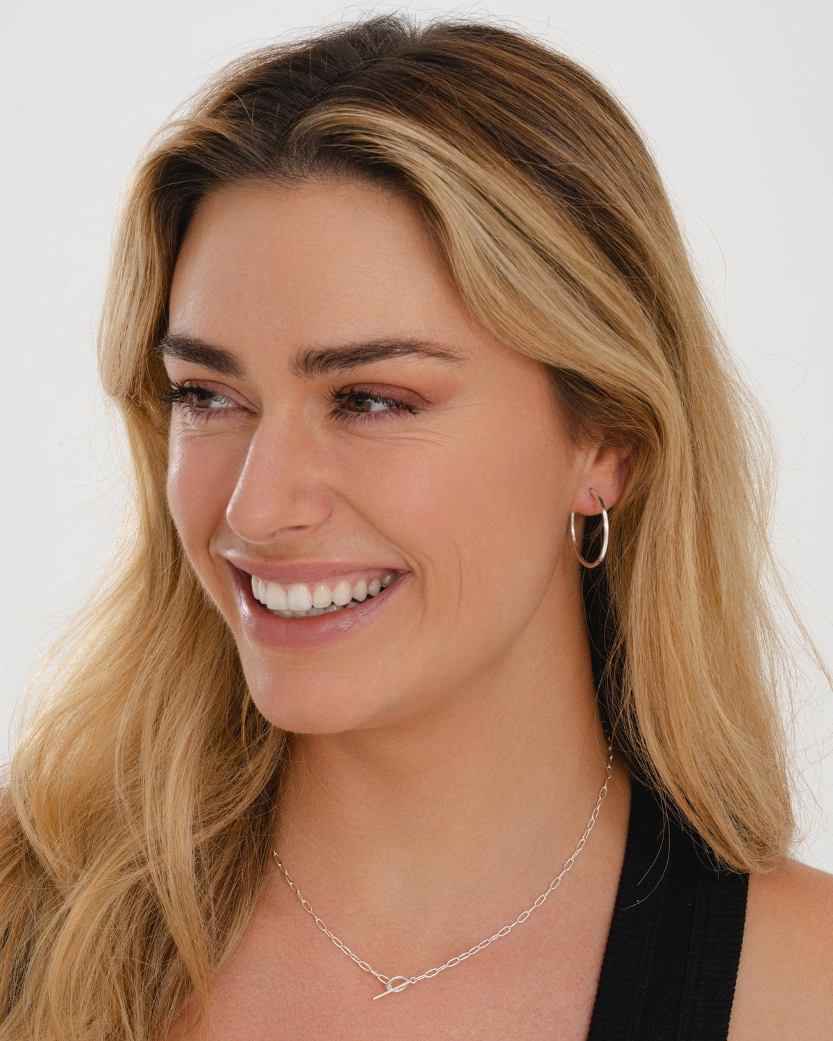 Sterling Silver Simple Link T-Bar Necklace