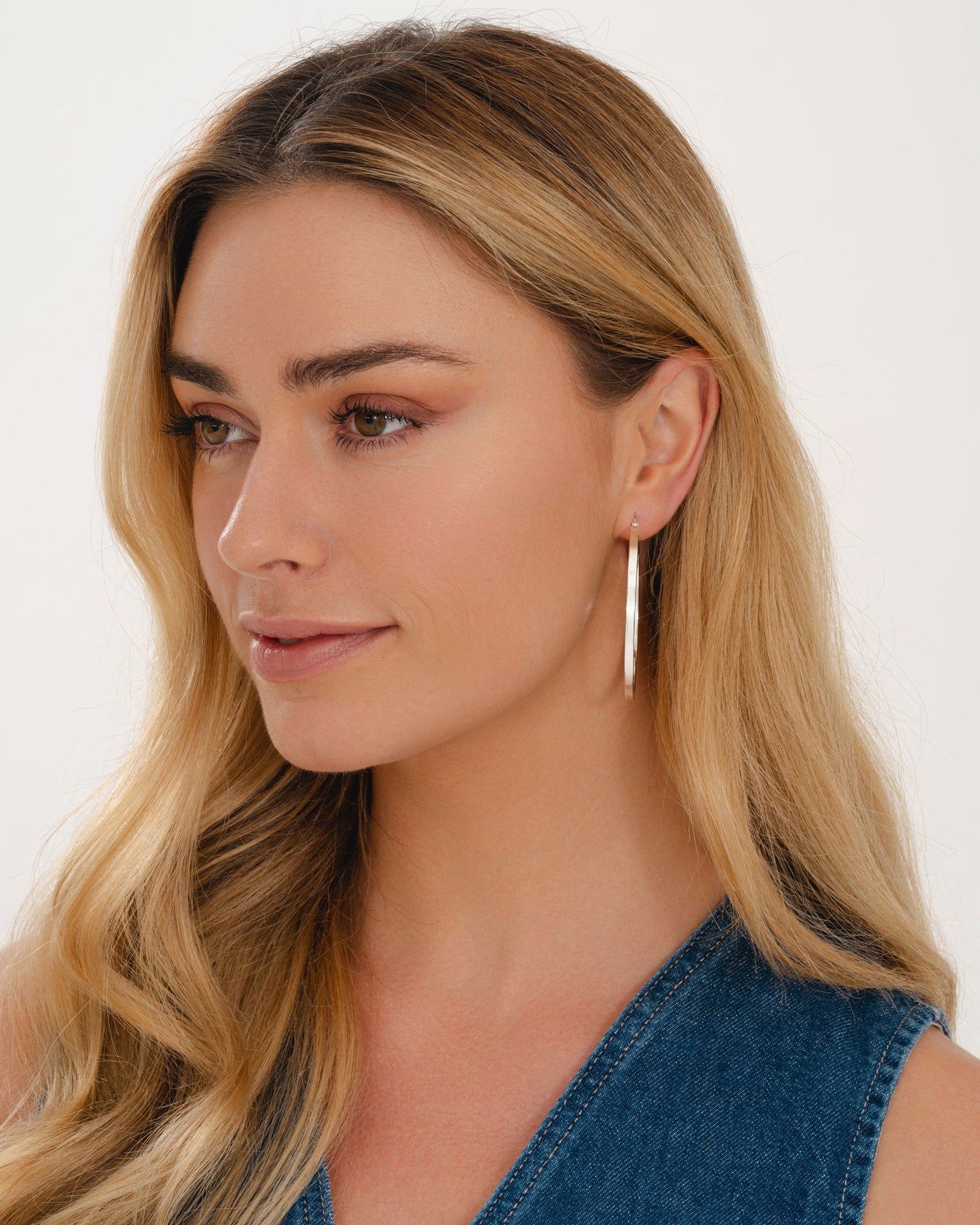 Sterling Silver 55mm Square Tube Hoops