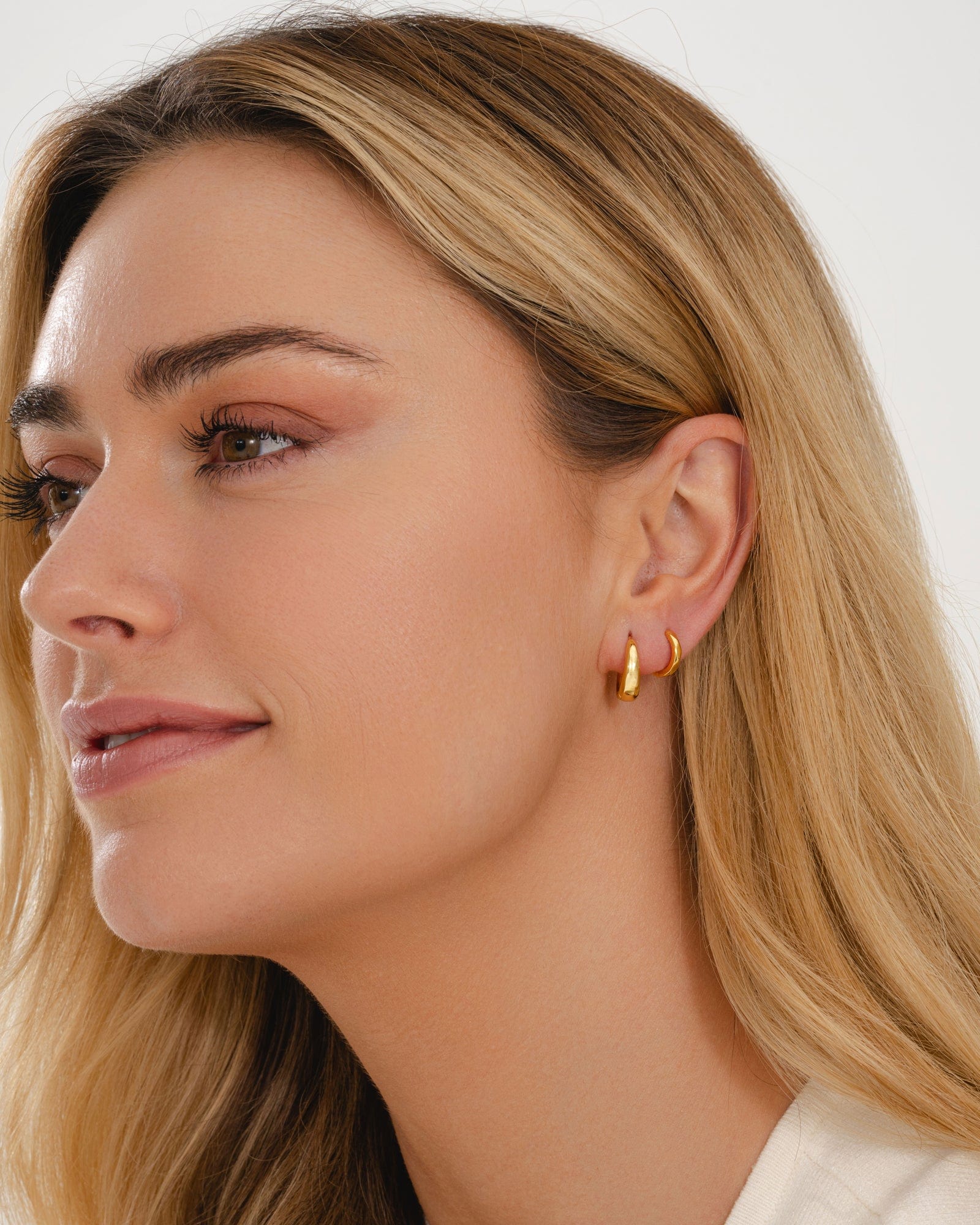 Gold Plated Tapered Huggie Hoops