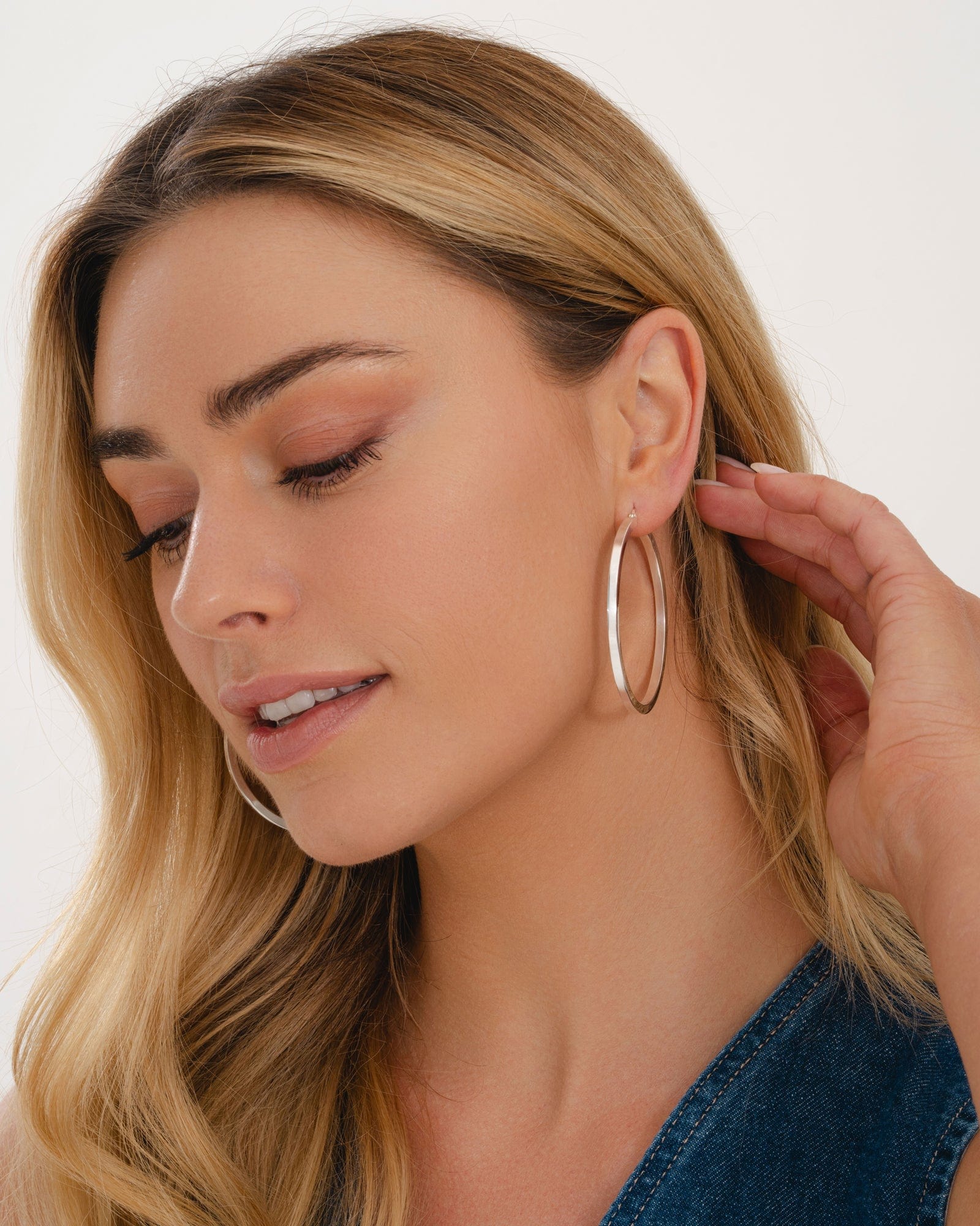 Sterling Silver 55mm Square Tube Hoops