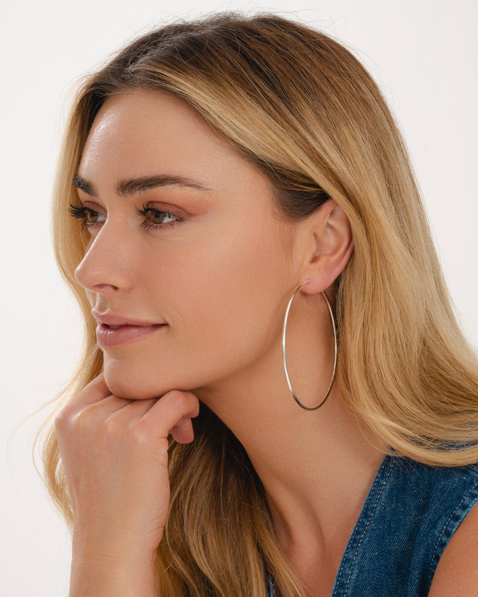 Sterling Silver 80mm Hinged Closure Hoops