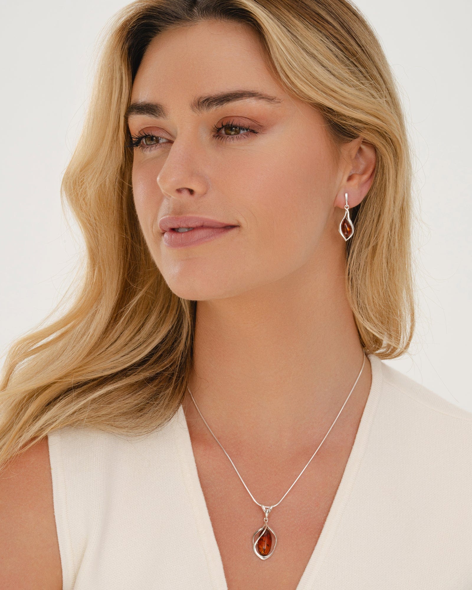 Sterling Silver and Amber Cognac Pendant