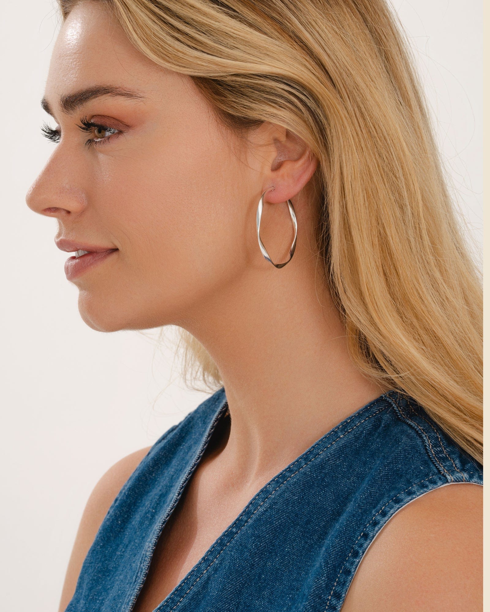 Sterling Silver 45mm Twist Hoops