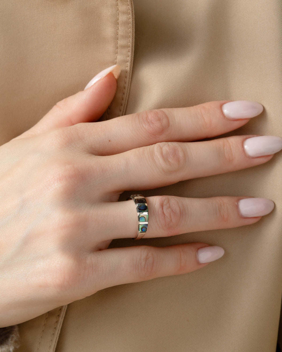 Inlaid Paua Shell and Sterling Silver Ring