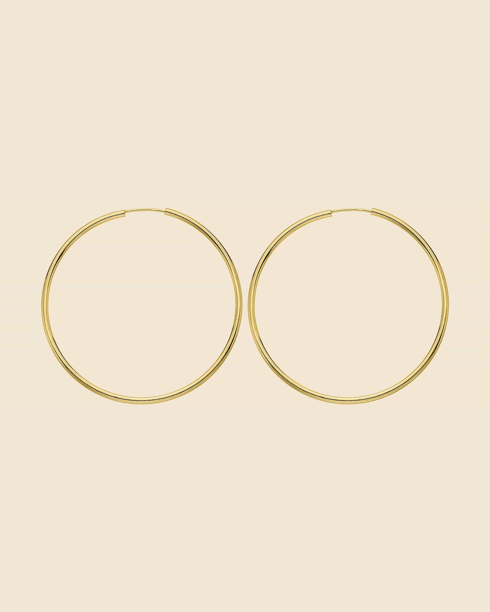 Gold Plated 50mm Fine Sleeper Hoops