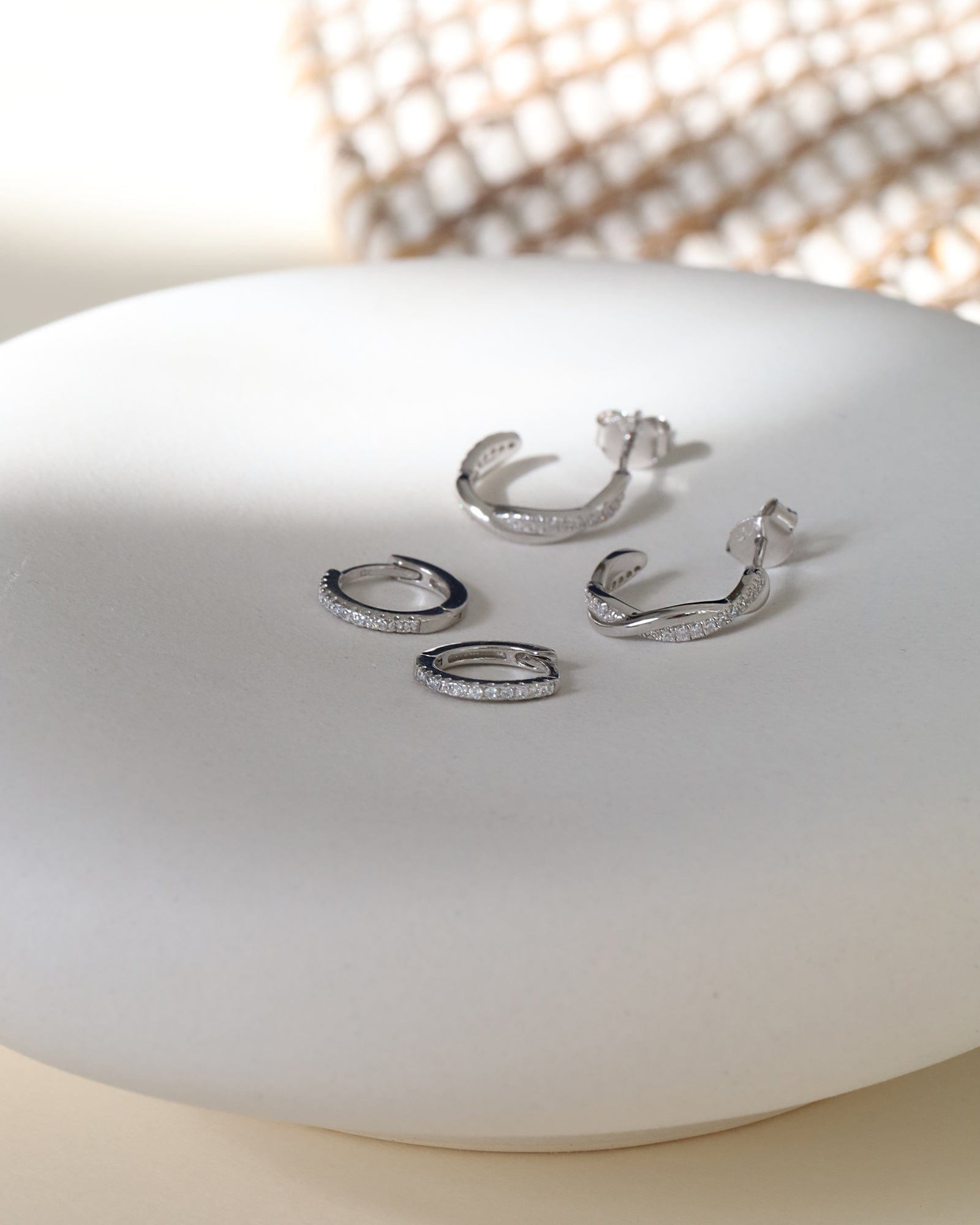 Sterling Silver and Cubic Zirconia Huggie Hoops