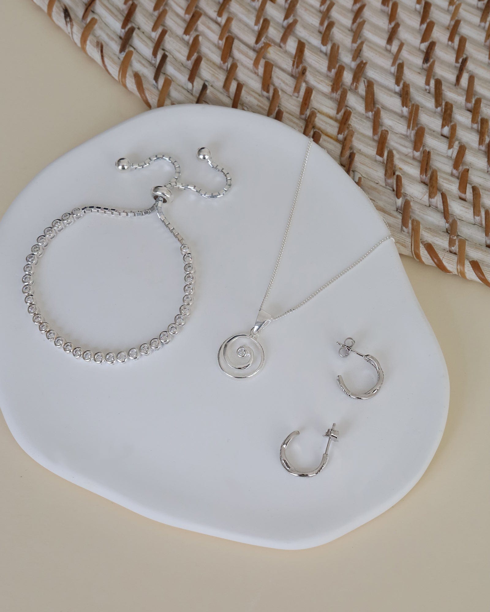 Sterling Silver and Cubic Zirconia Spiral Pendant