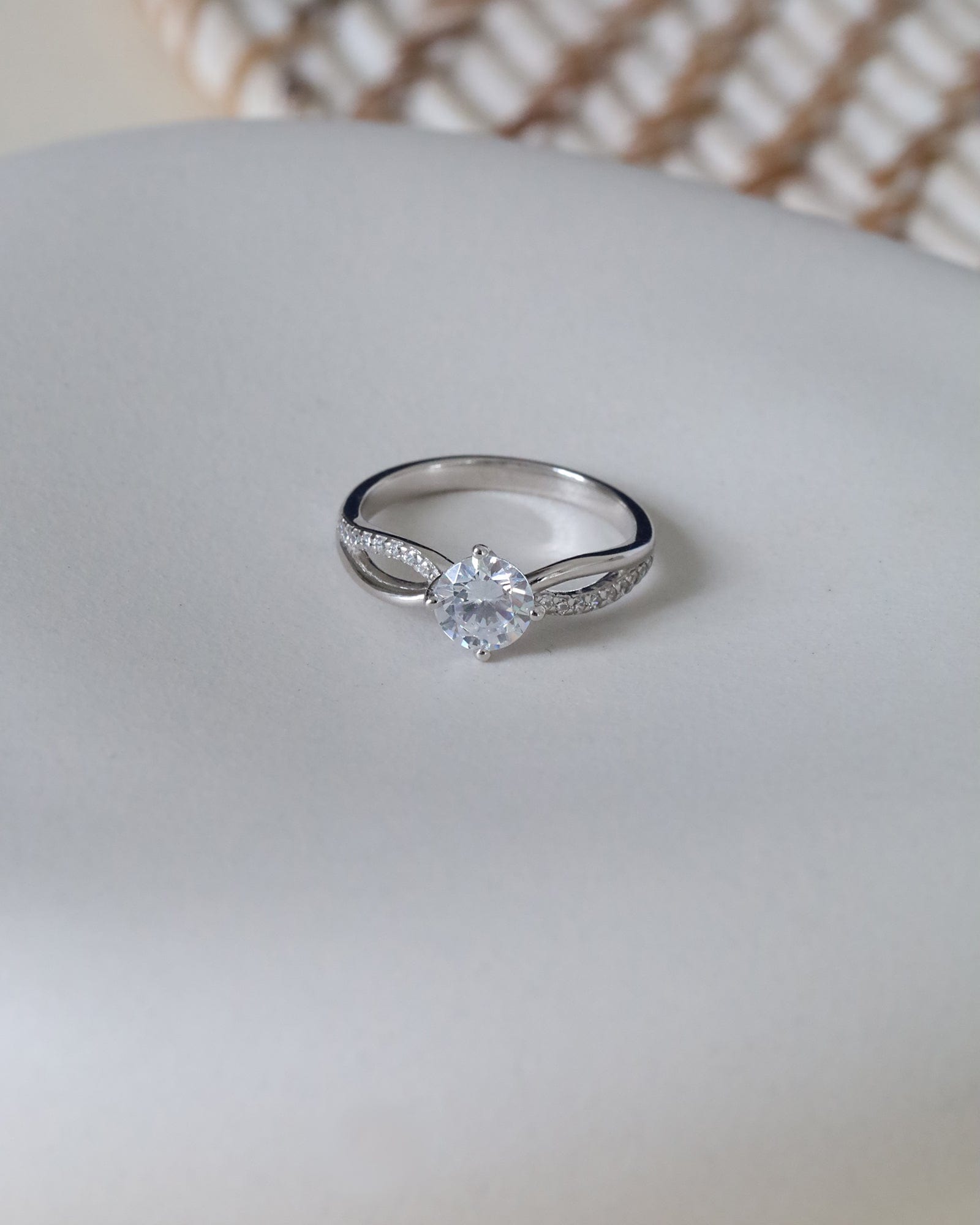 Sterling Silver and Cubic Zirconia Split Shank Solitaire