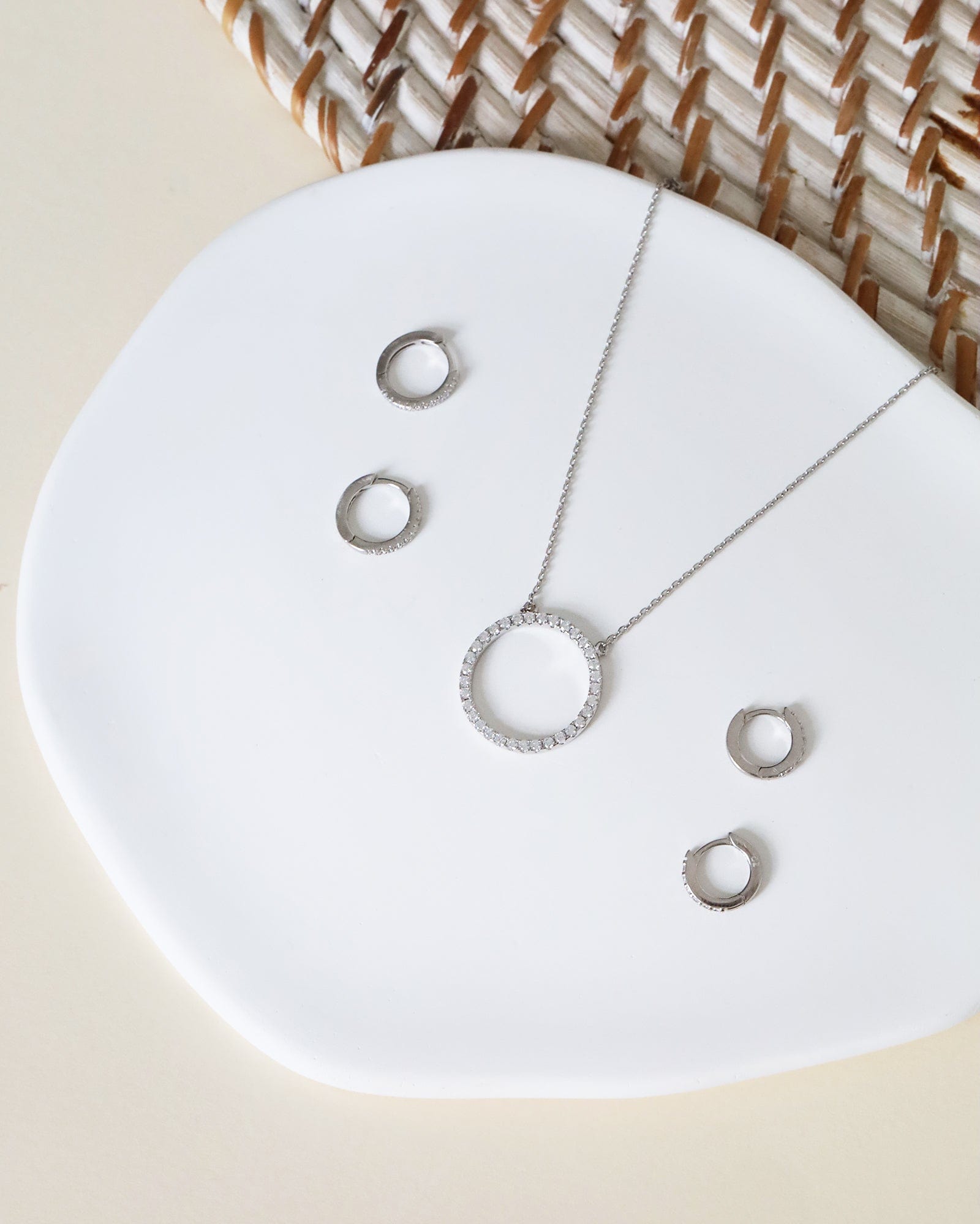 Sterling Silver and Cubic Zirconia Huggie Hoops