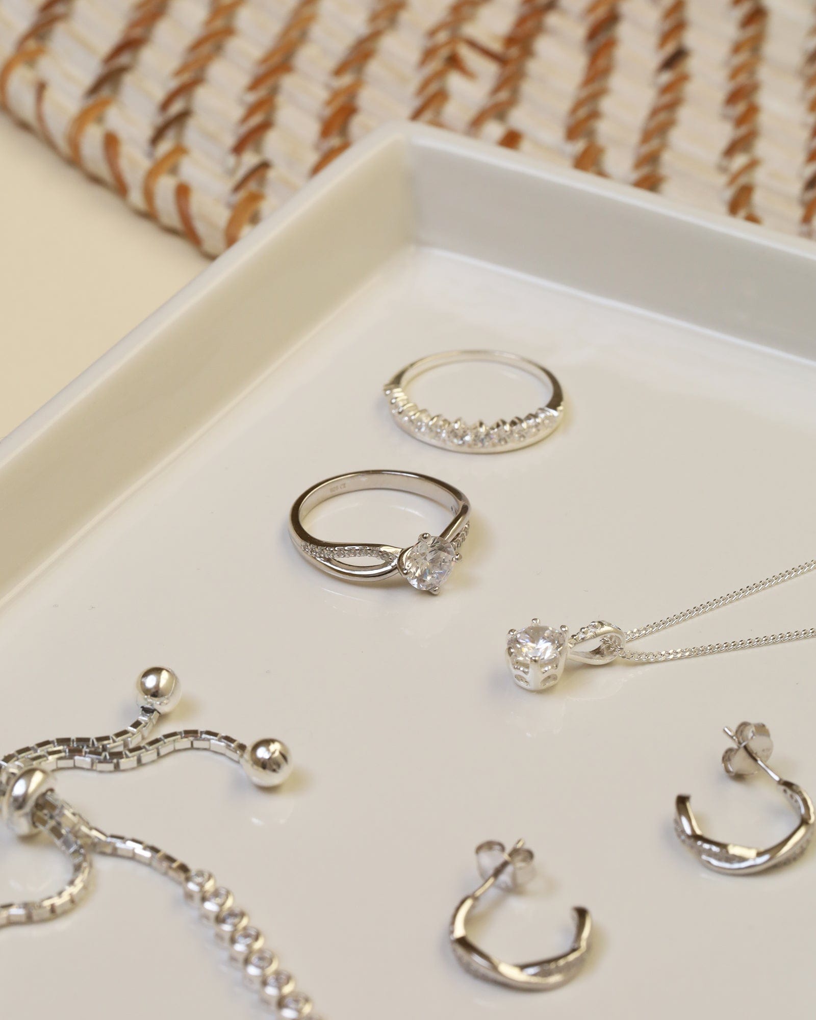 Sterling Silver and Cubic Zirconia Split Shank Solitaire