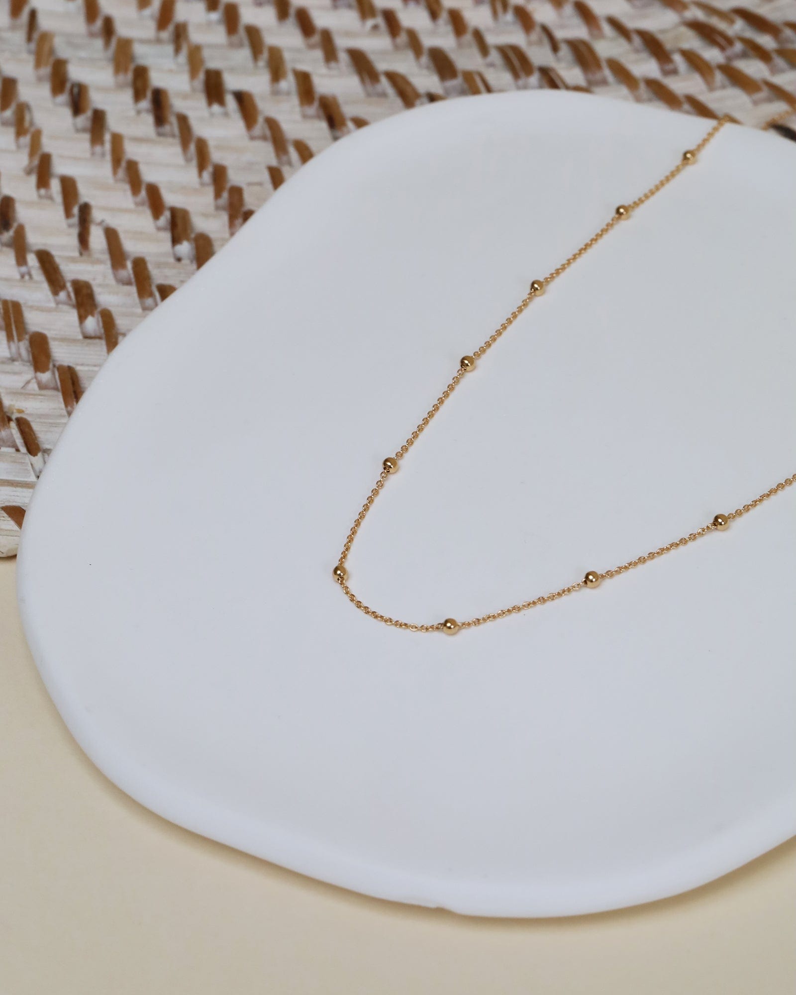 Sterling Silver Trace and Bead Station Chain