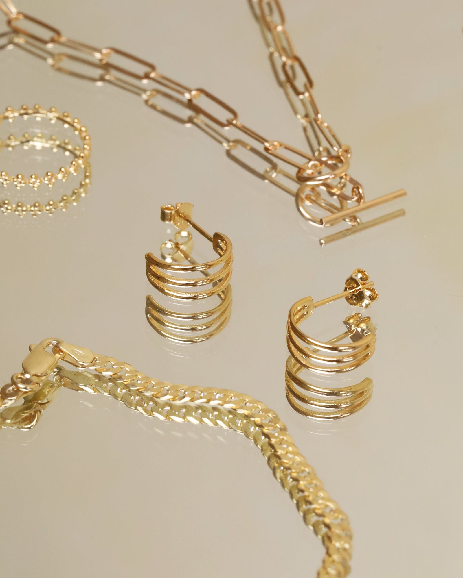 Sterling Silver Triple Split Hoops