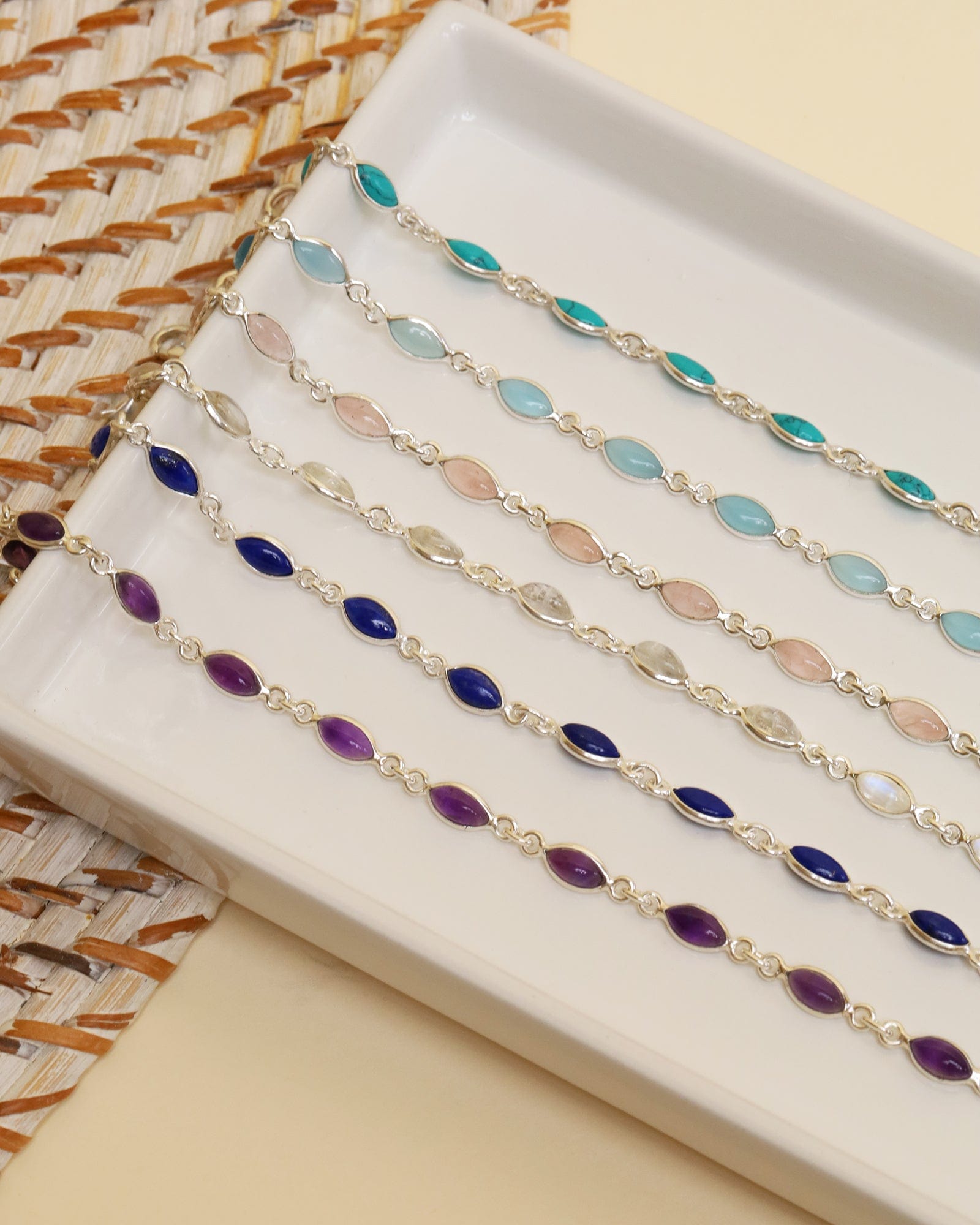 Sterling Silver and Gemstone Marquise Bracelet