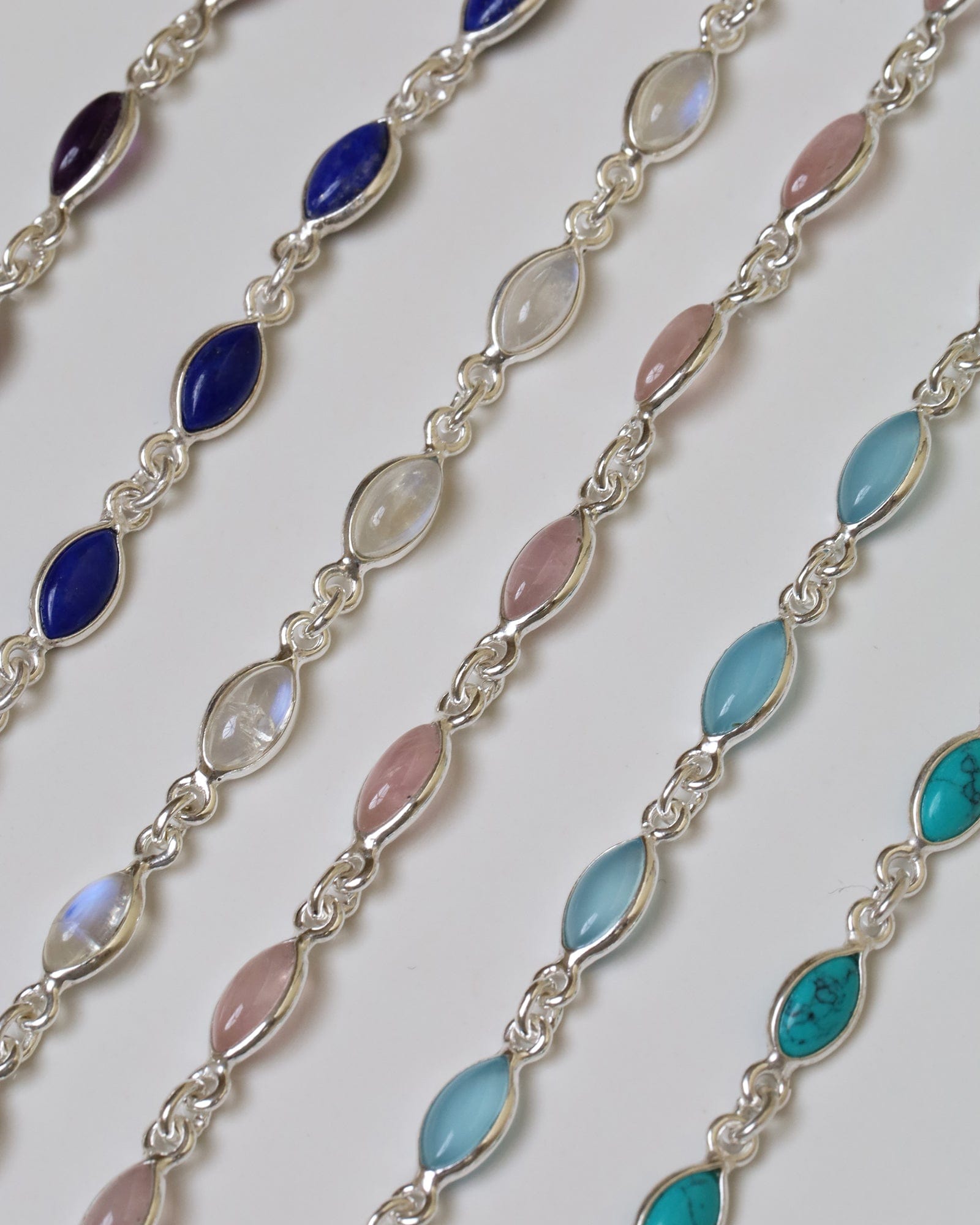 Sterling Silver and Gemstone Marquise Bracelet