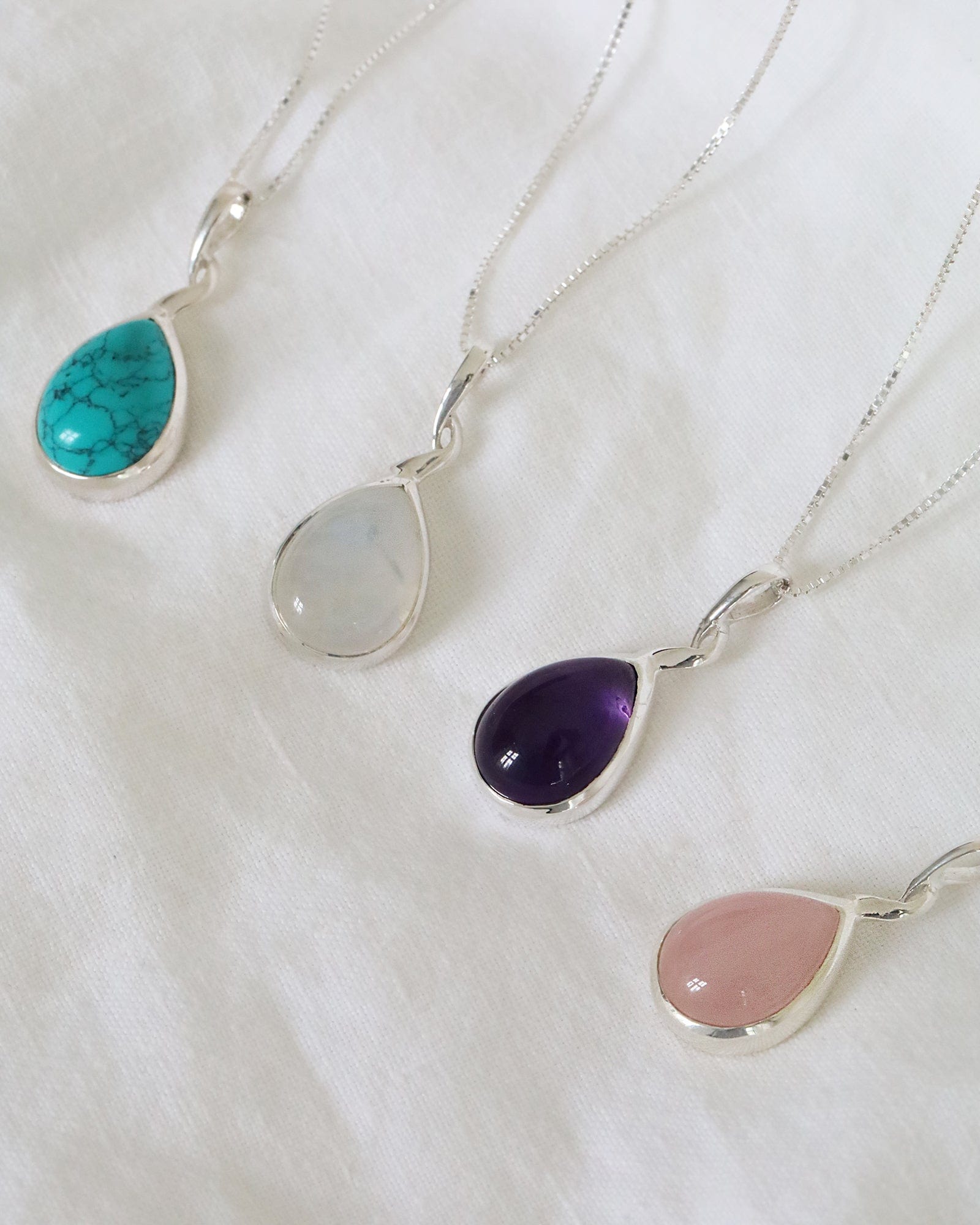 Sterling Silver and Gemstone Twisted Teardrop Pendant