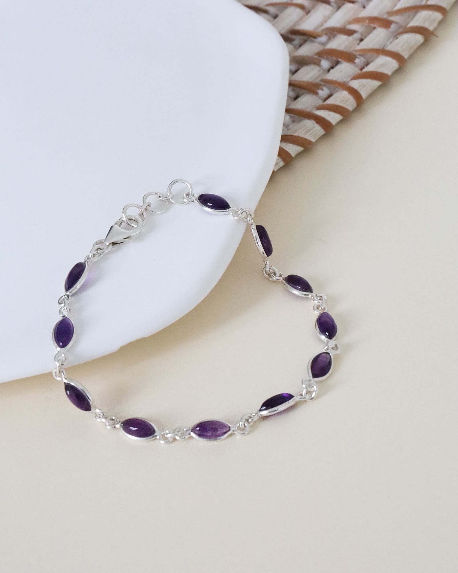 Sterling Silver and Gemstone Marquise Bracelet