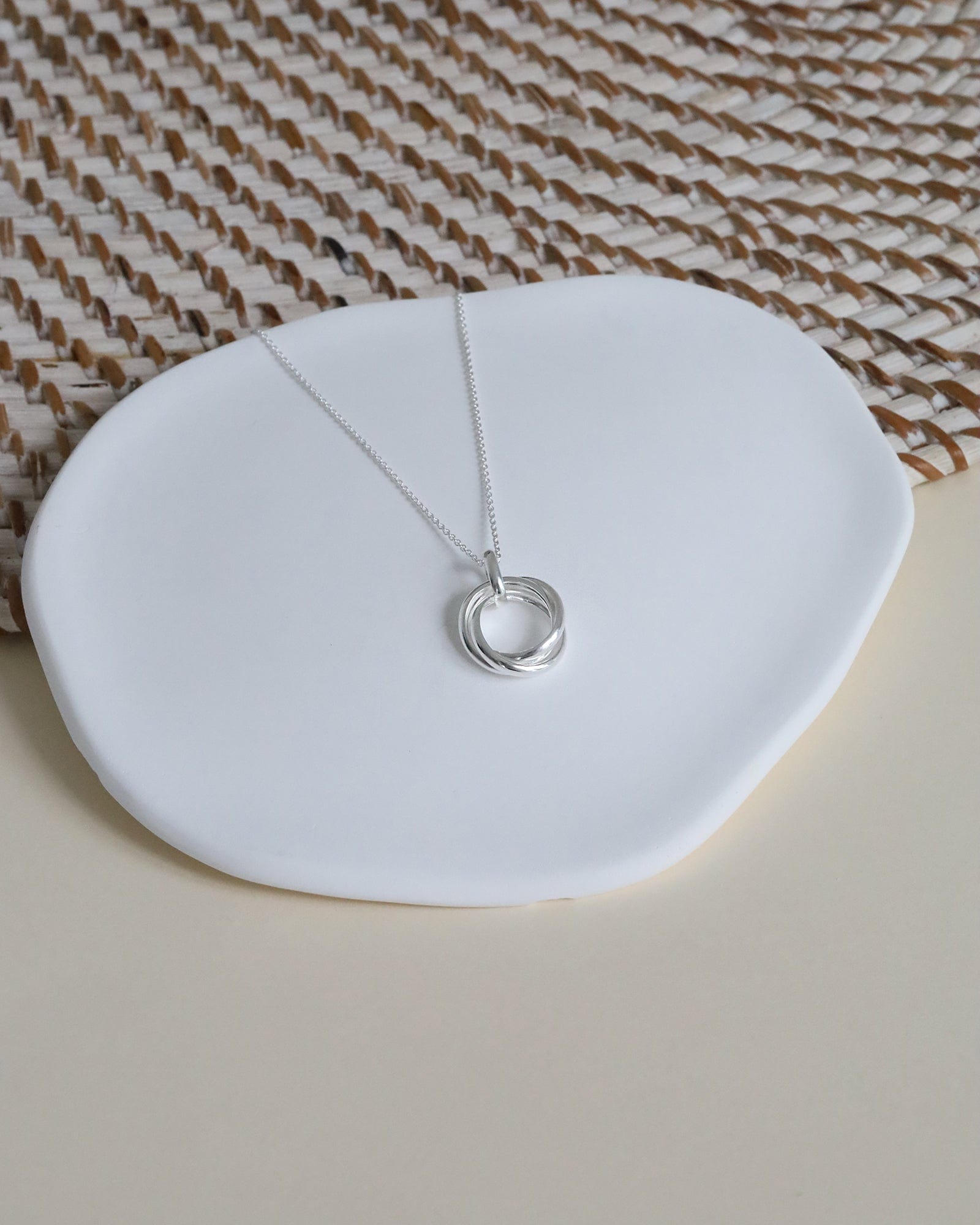 Sterling Silver Triple Ring Pendant Necklace (18")