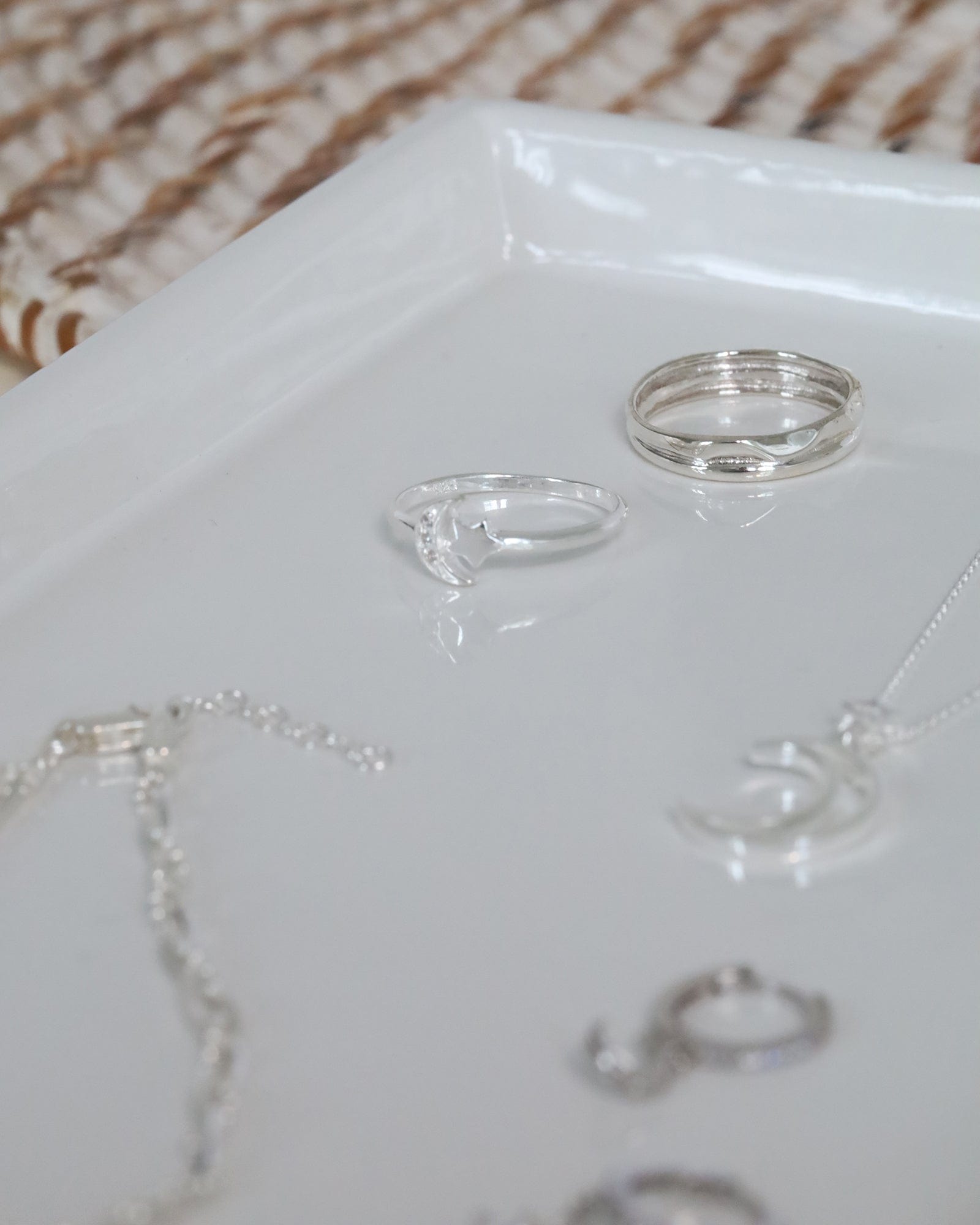 Sterling Silver Hammered and Plain Stacked Ring