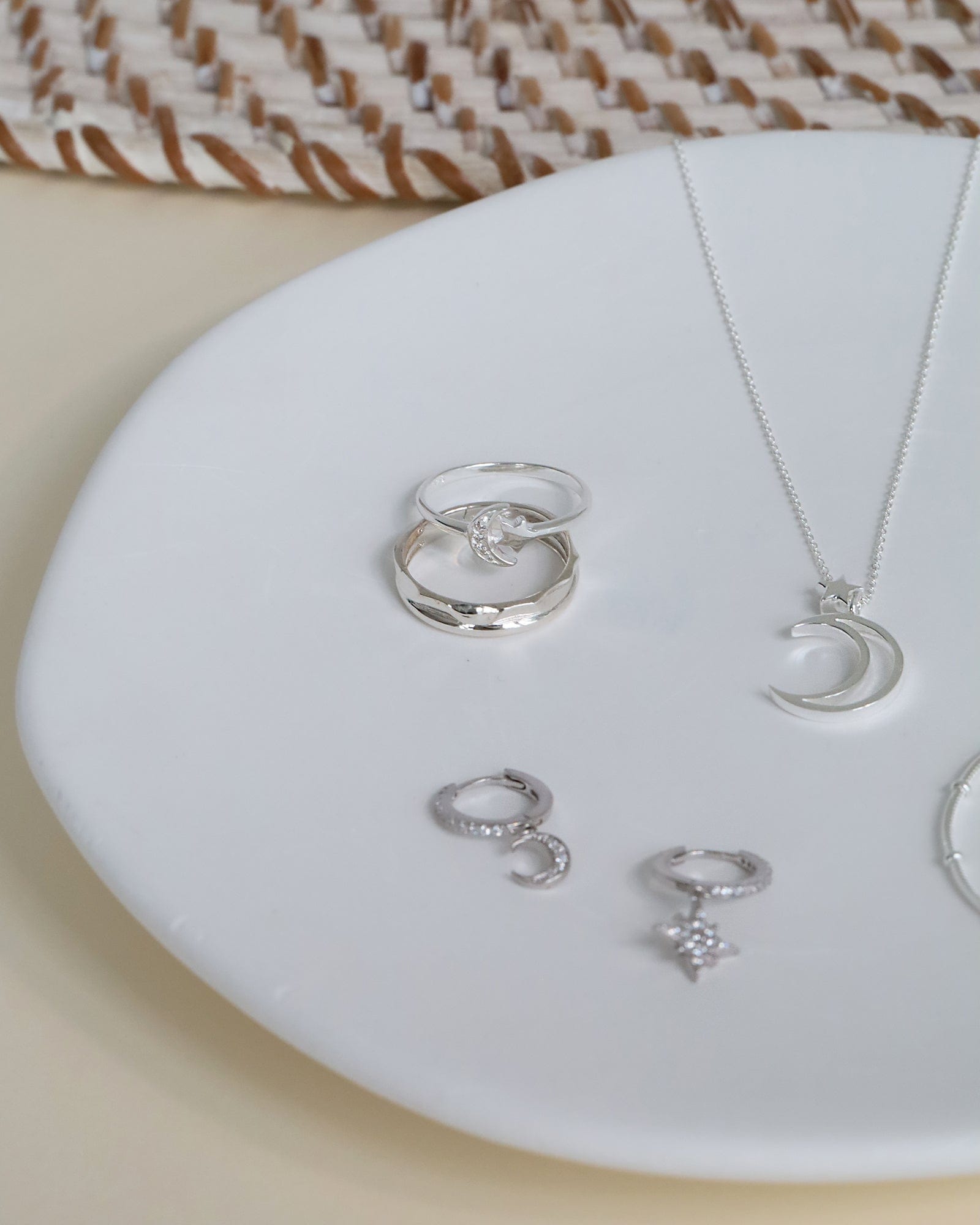 Sterling Silver Hammered and Plain Stacked Ring