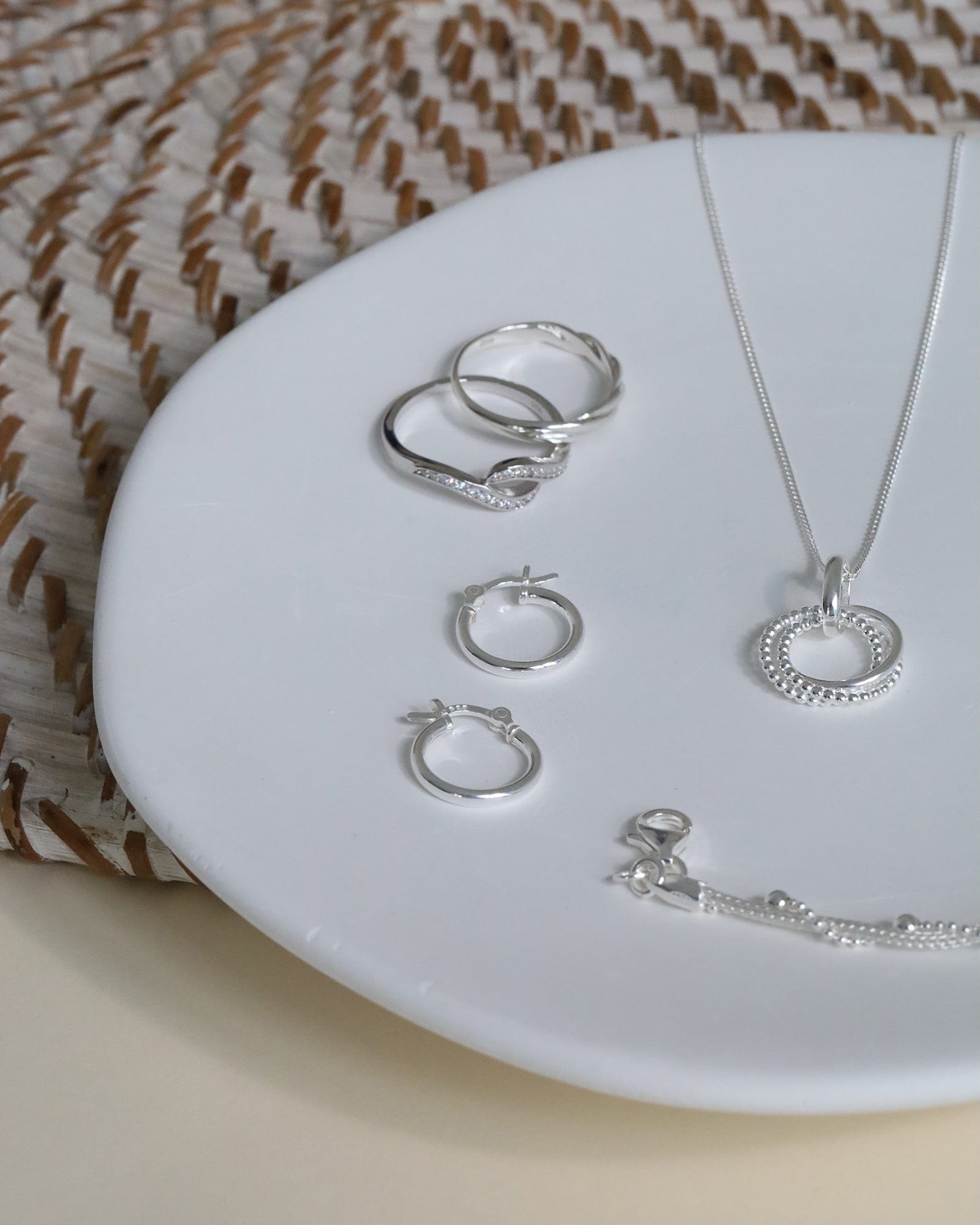 Sterling Silver and Cubic Zirconia Crossover Waves Ring