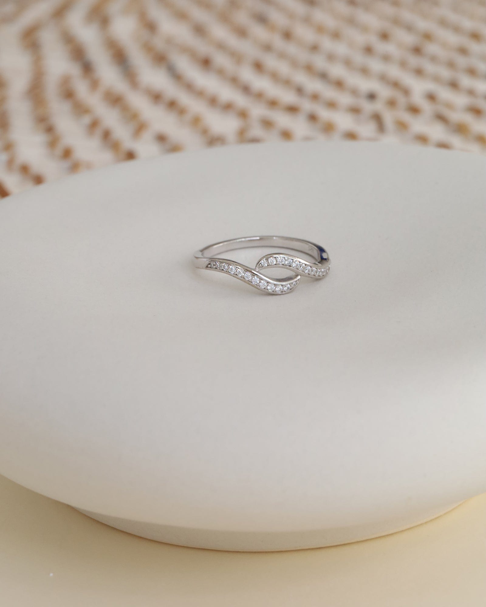 Sterling Silver and Cubic Zirconia Crossover Waves Ring