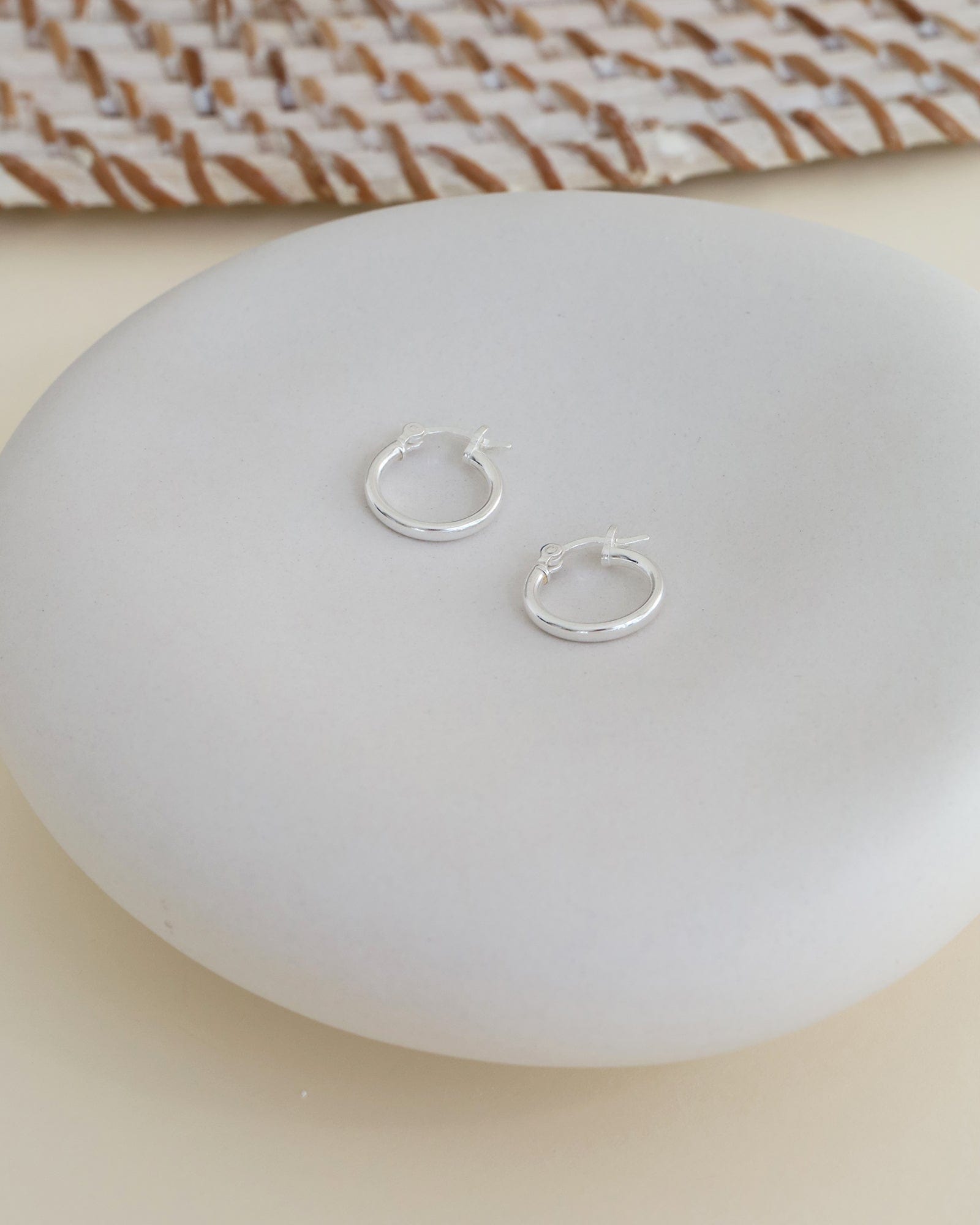 Sterling Silver Simple 2x14mm Flip-Top Hoops