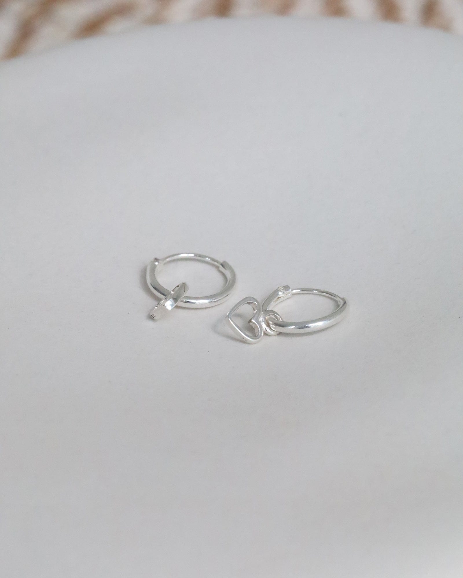 Sterling Silver Open Heart Charm Hoops