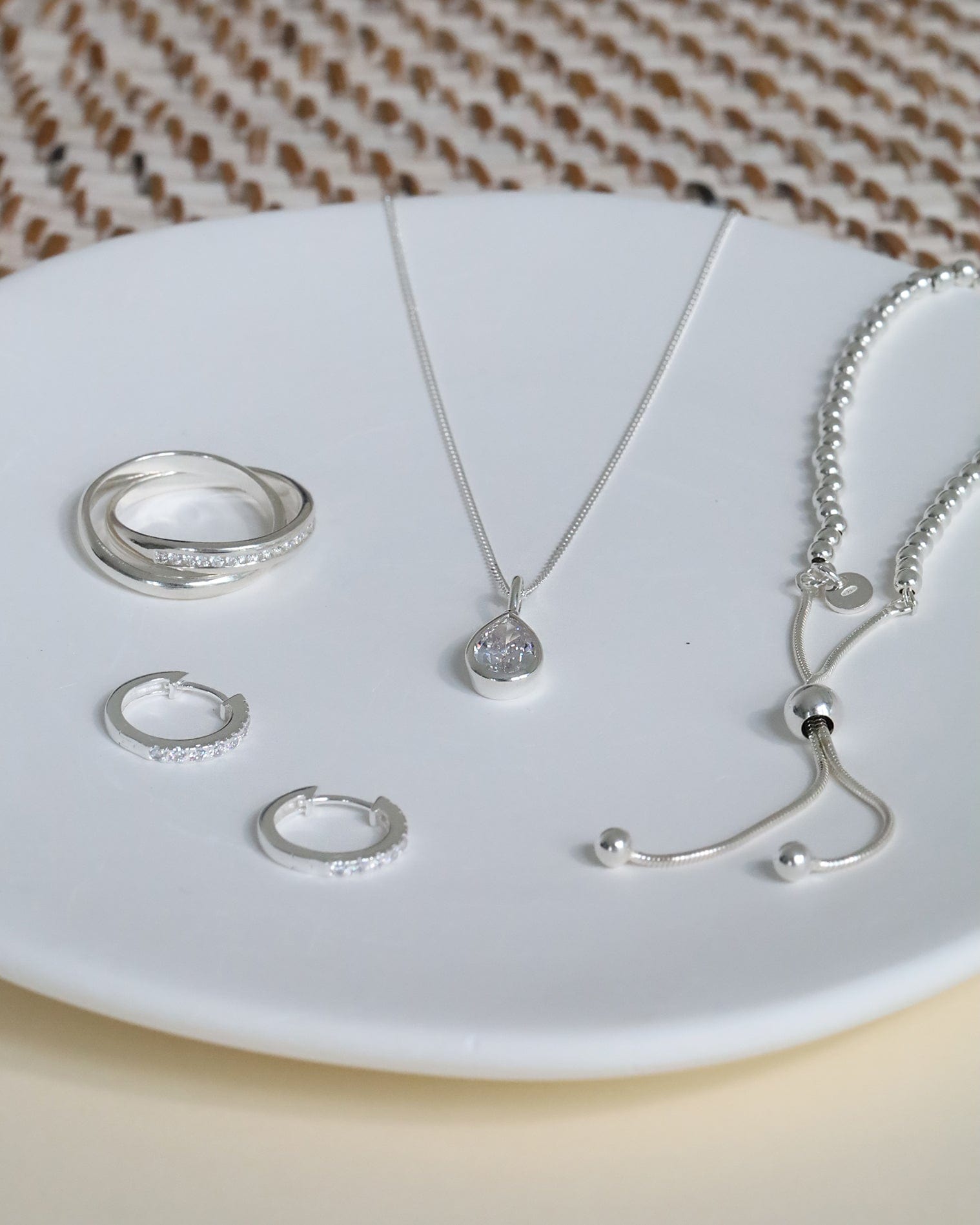 Sterling Silver and Cubic Zirconia 15mm Hinged Hoops