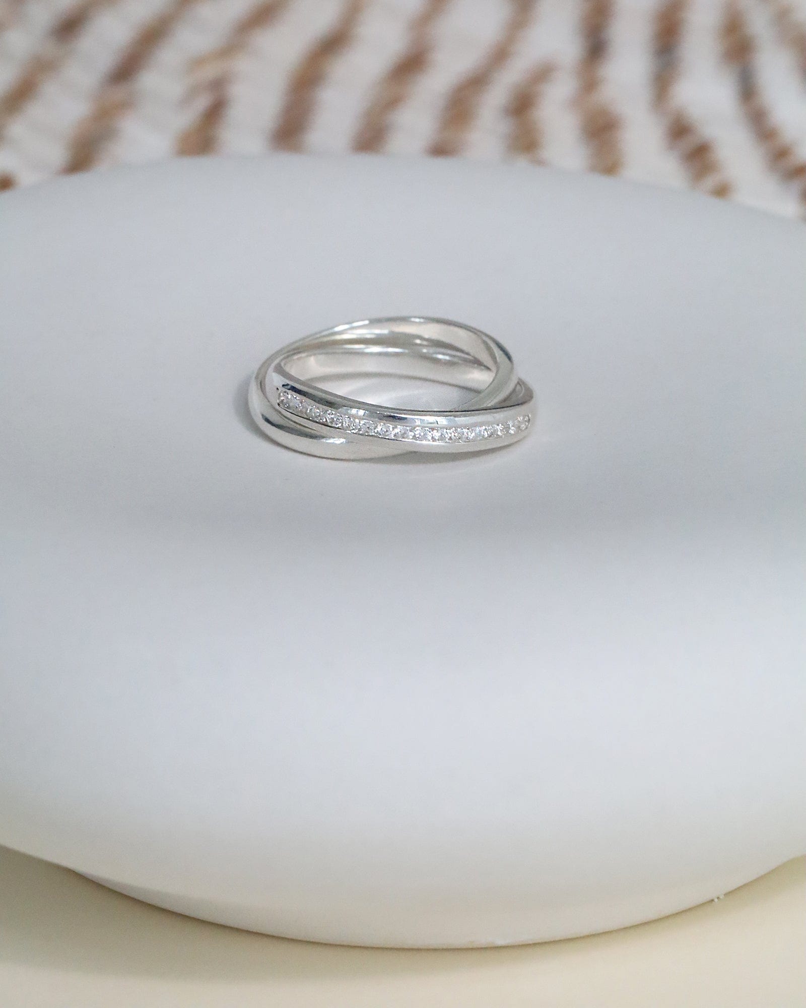 Sterling Silver and Cubic Zirconia Russian Wedding Band