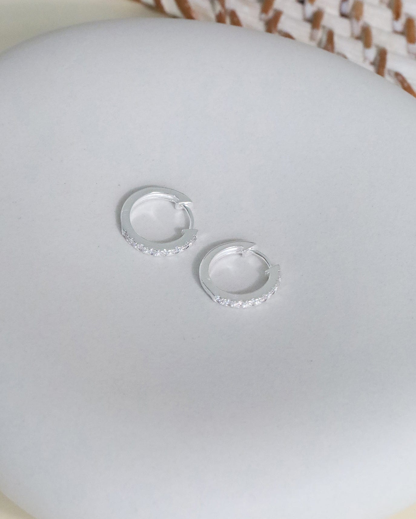 Sterling Silver and Cubic Zirconia 15mm Hinged Hoops