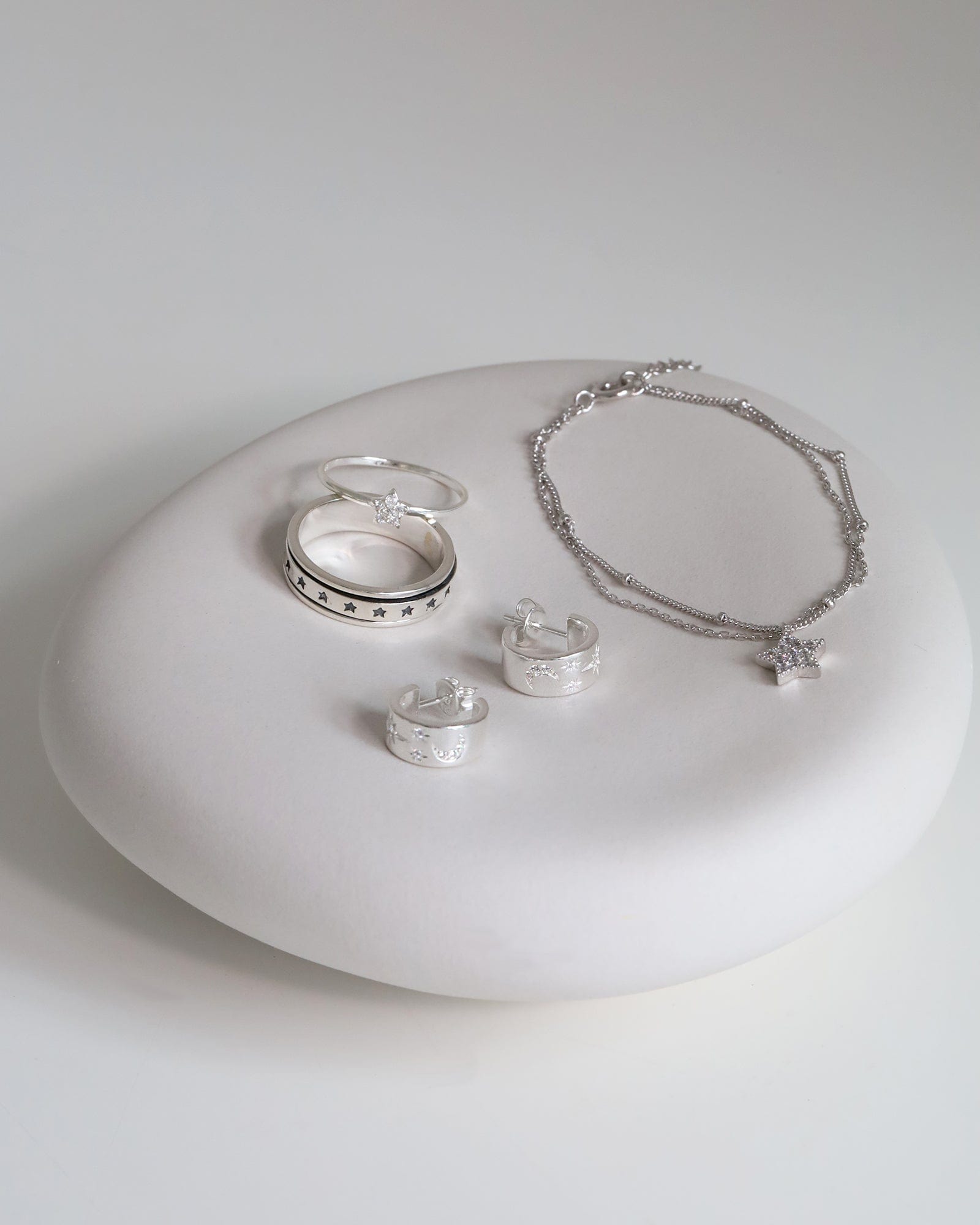 Sterling Silver Night Sky Hoops