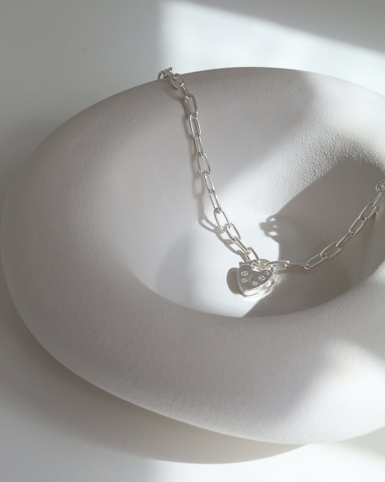 Sterling Silver Padlock Clasp Paperlink Necklace
