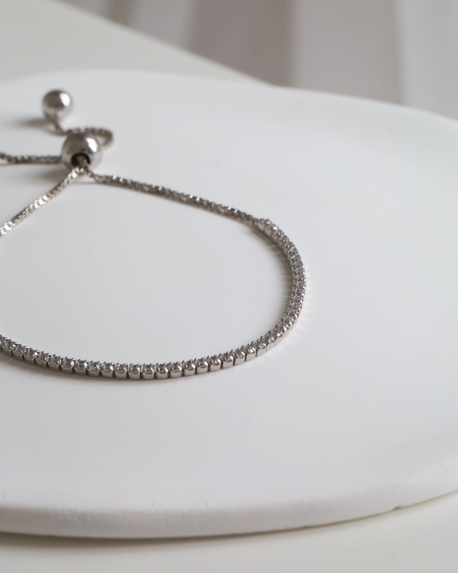 Sterling Silver and Cubic Zirconia Fine Slider Bracelet