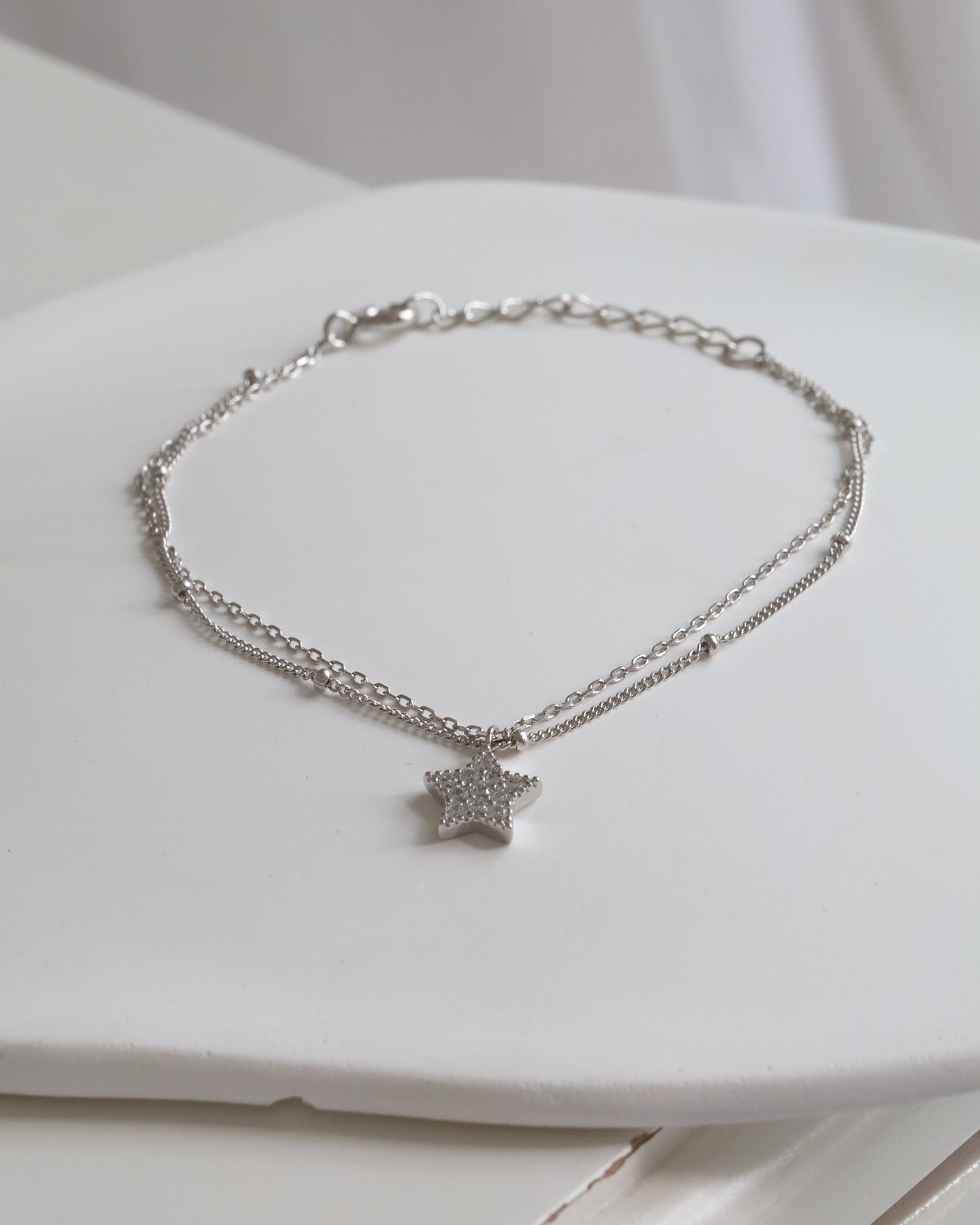Sterling Silver Double Chain Star Bracelet