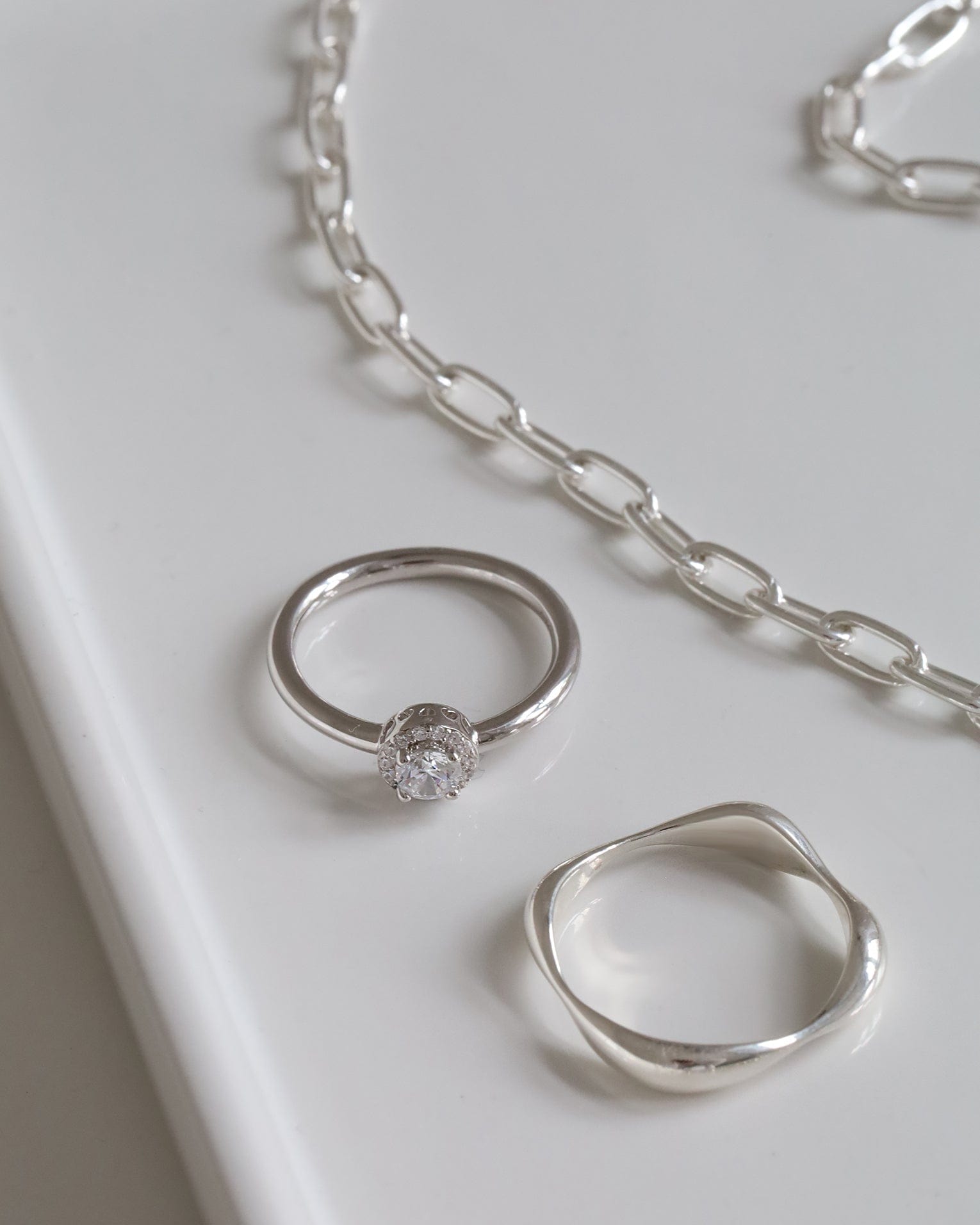 Sterling Silver and Cubic Zirconia Mini Halo Ring