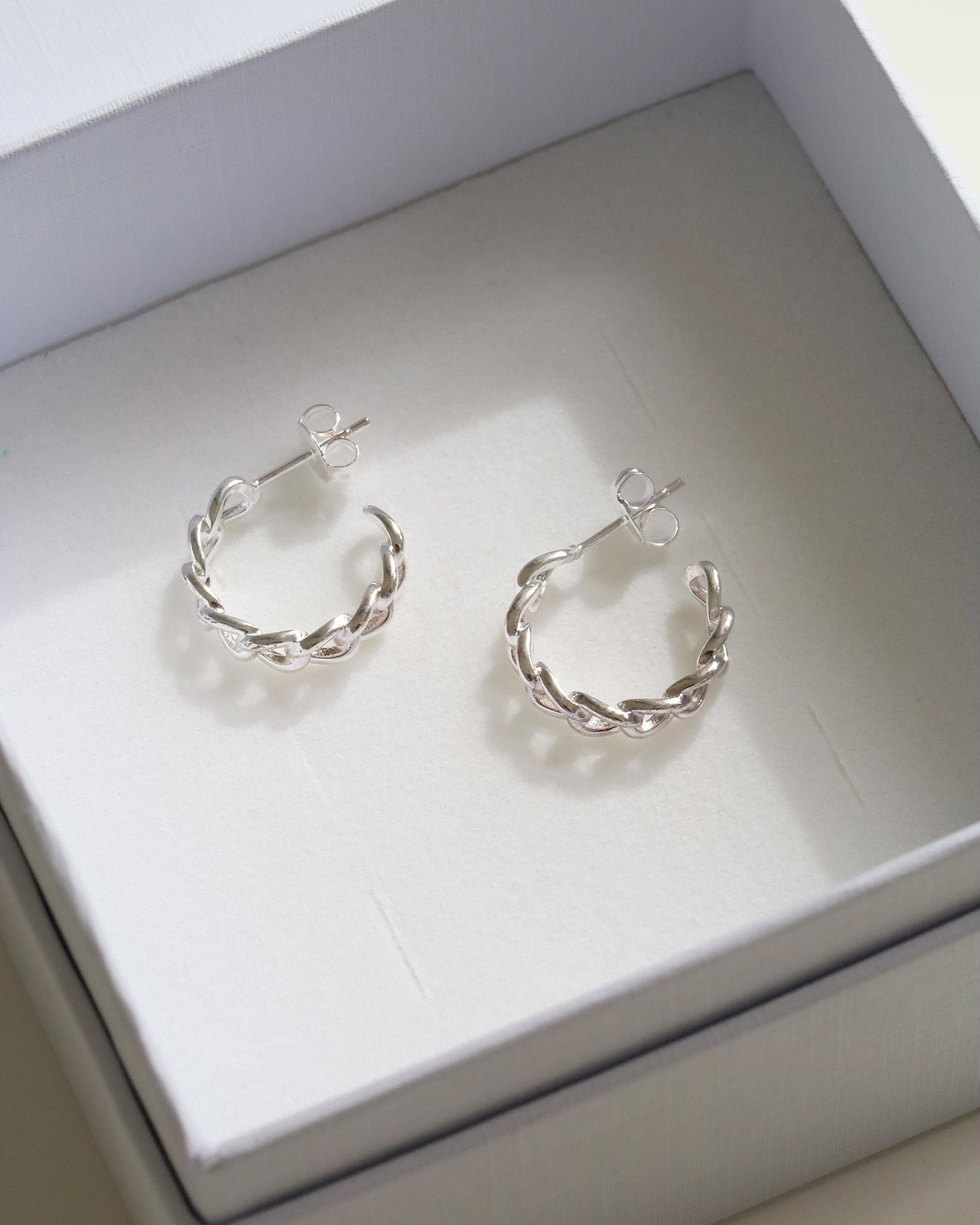 Sterling Silver Curb Link Hoops