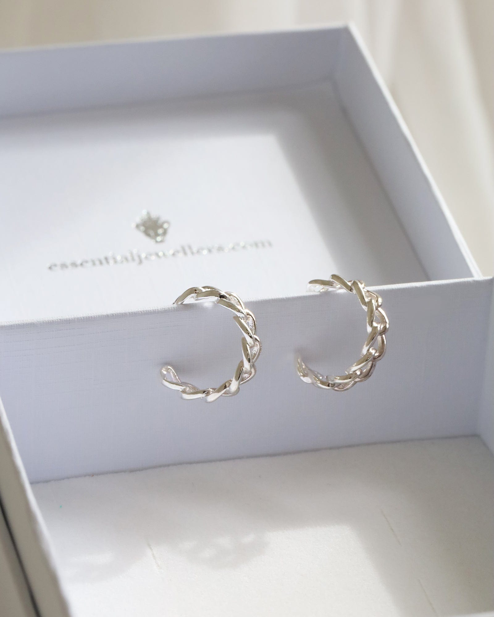 Sterling Silver Curb Link Hoops