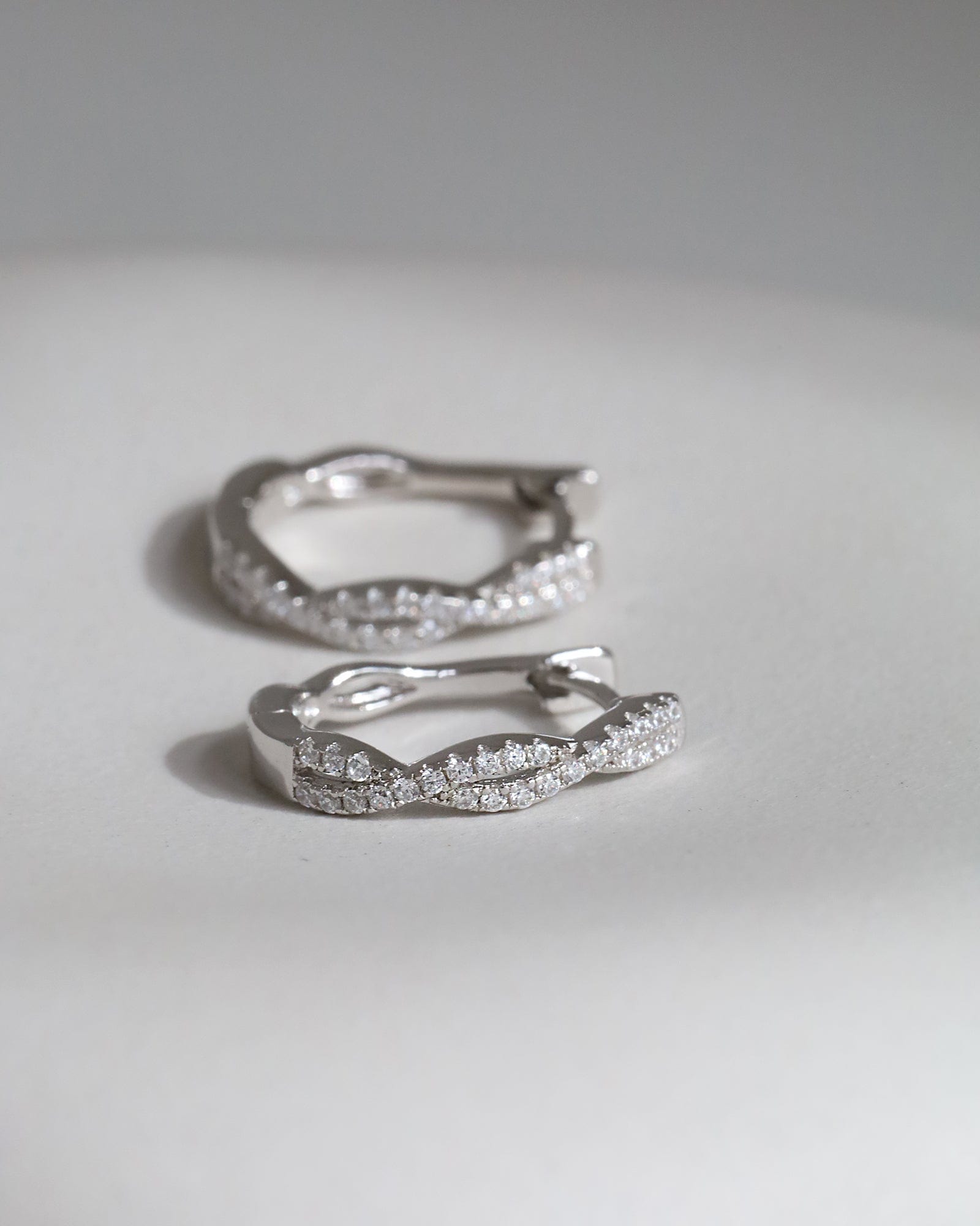 Sterling Silver and Cubic Zirconia Entwined Huggie Hoops