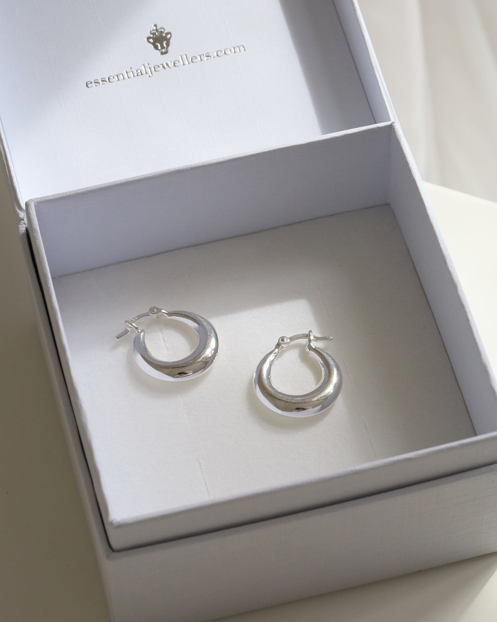 Sterling Silver Puffed Creole Hoops