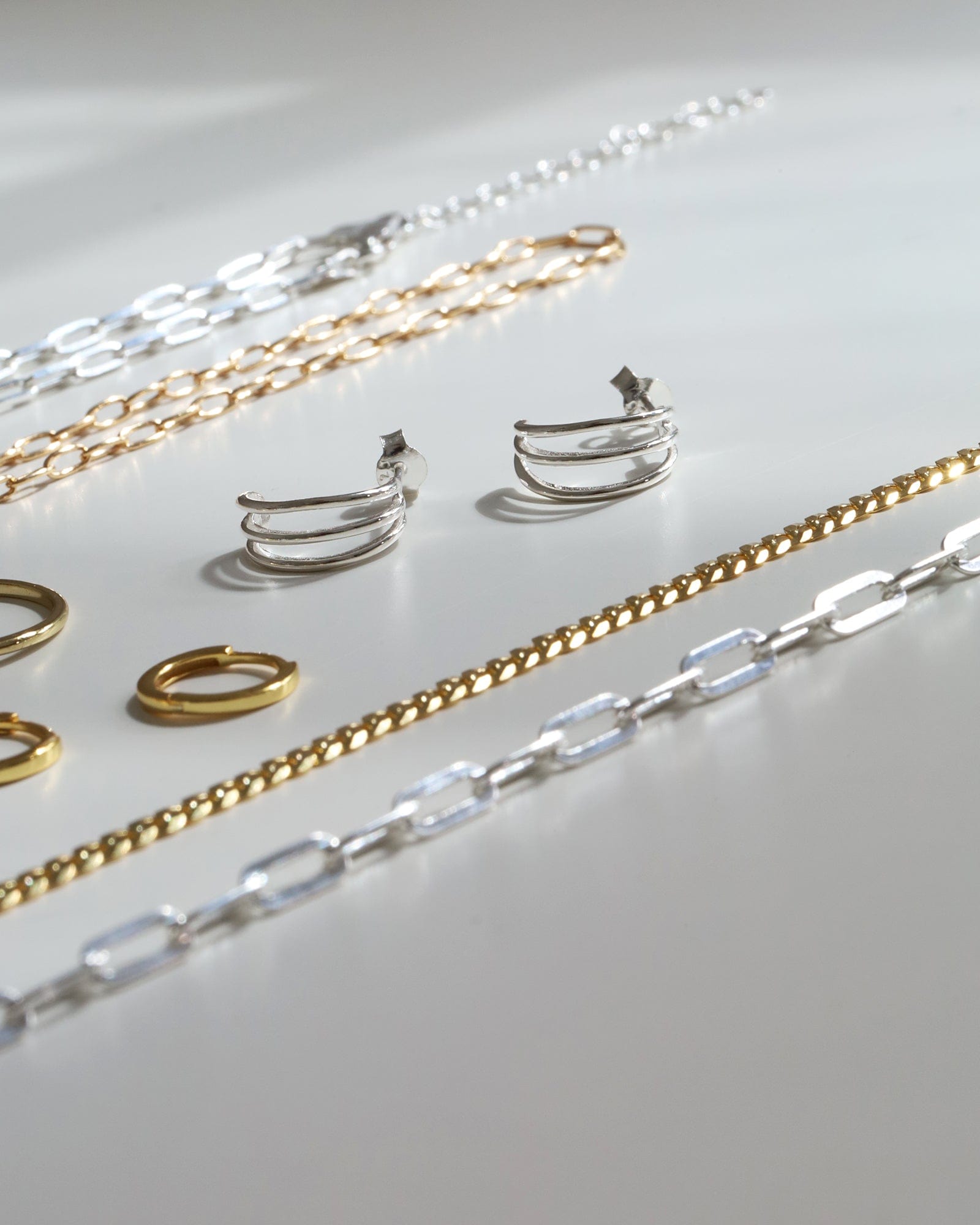 Sterling Silver Triple Split Hoops