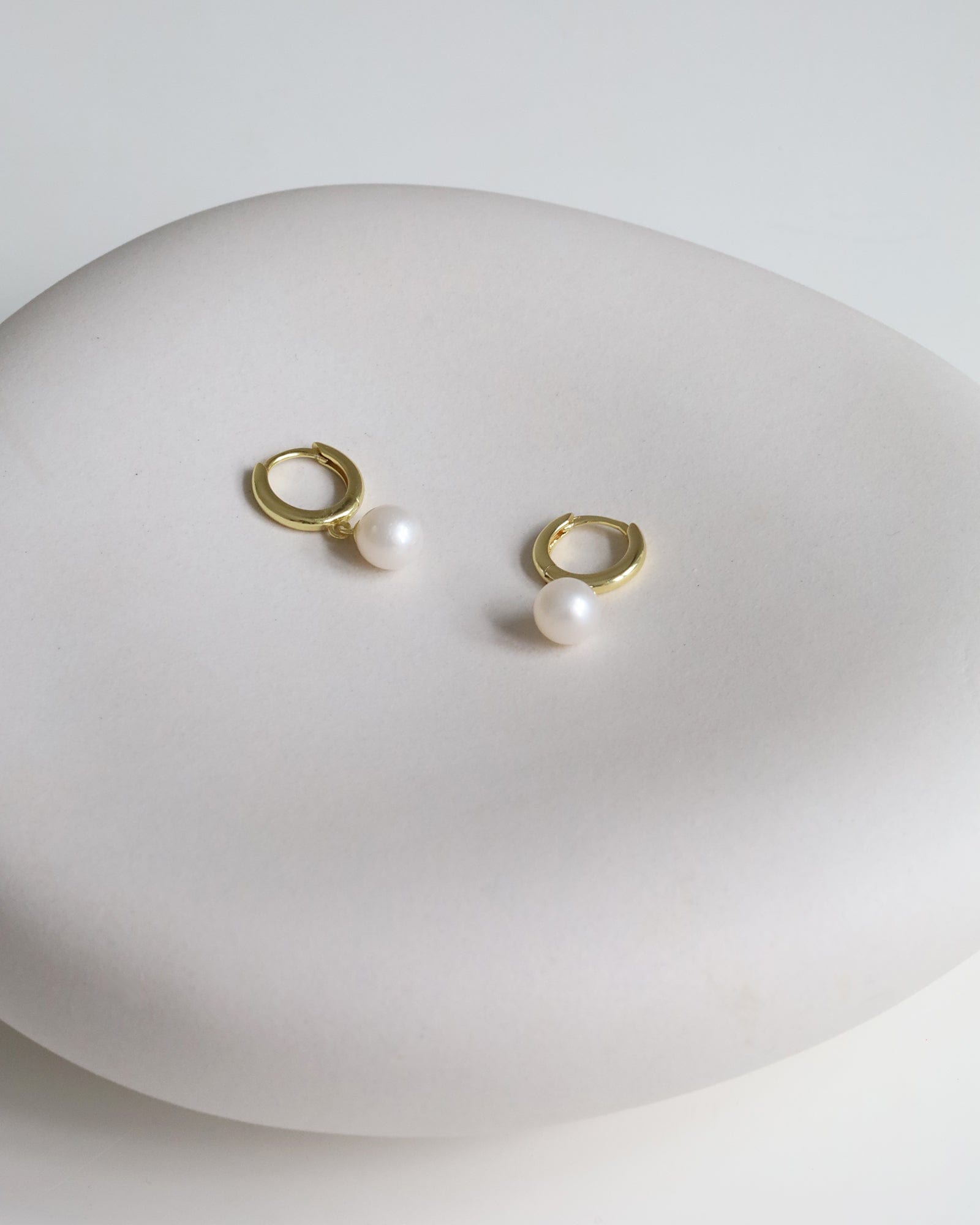 Sterling Silver Simple Hoops with Pearl Charms