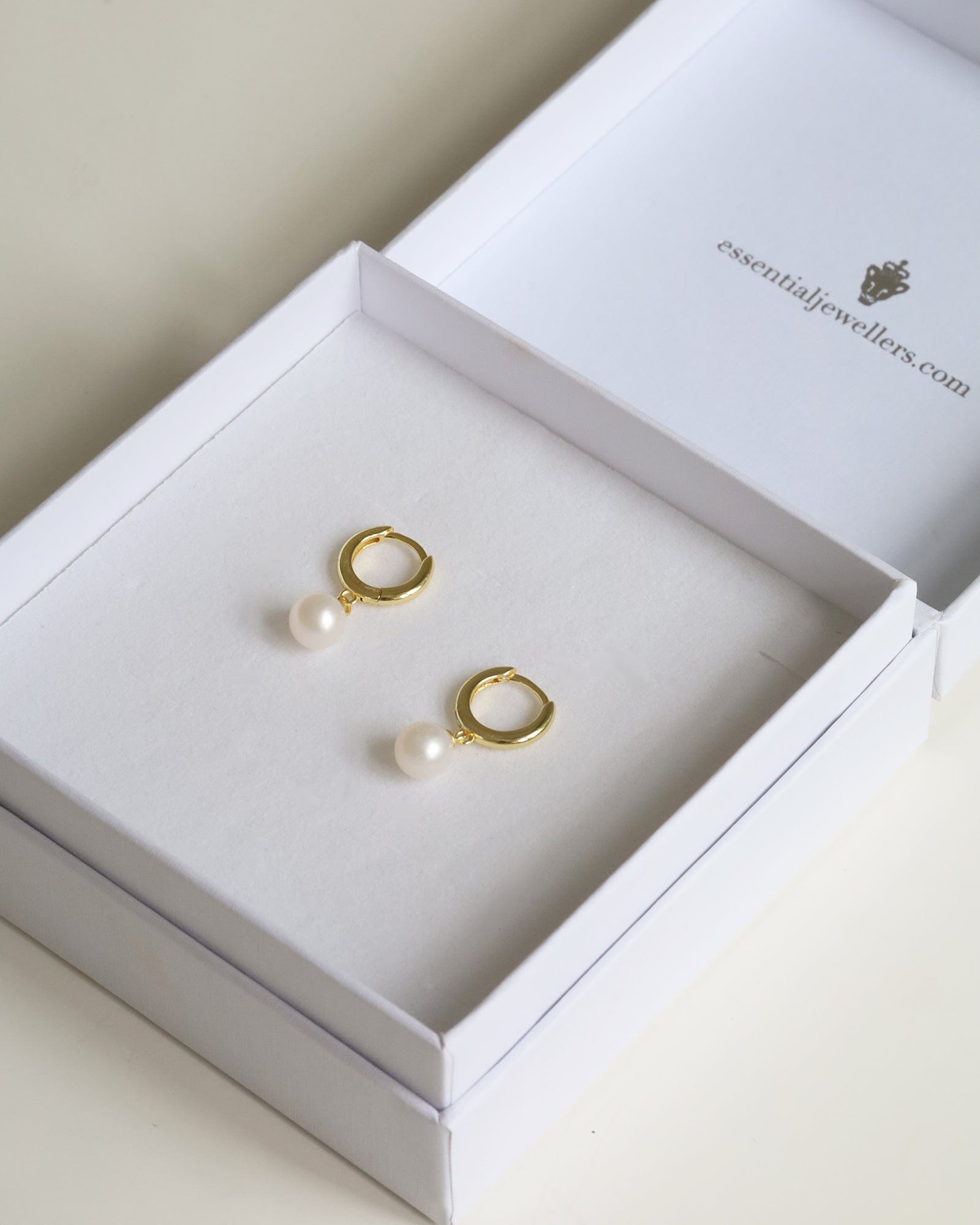 Sterling Silver Simple Hoops with Pearl Charms