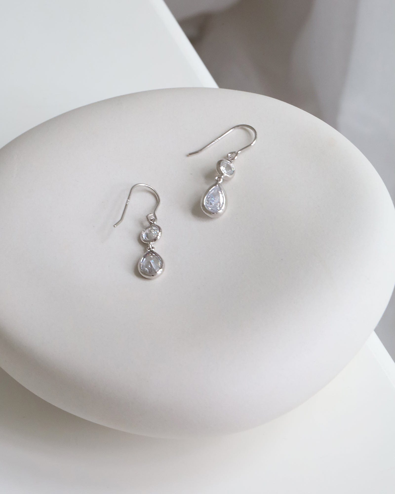 Sterling Silver and Cubic Zirconia Martini Teartrop Earrings