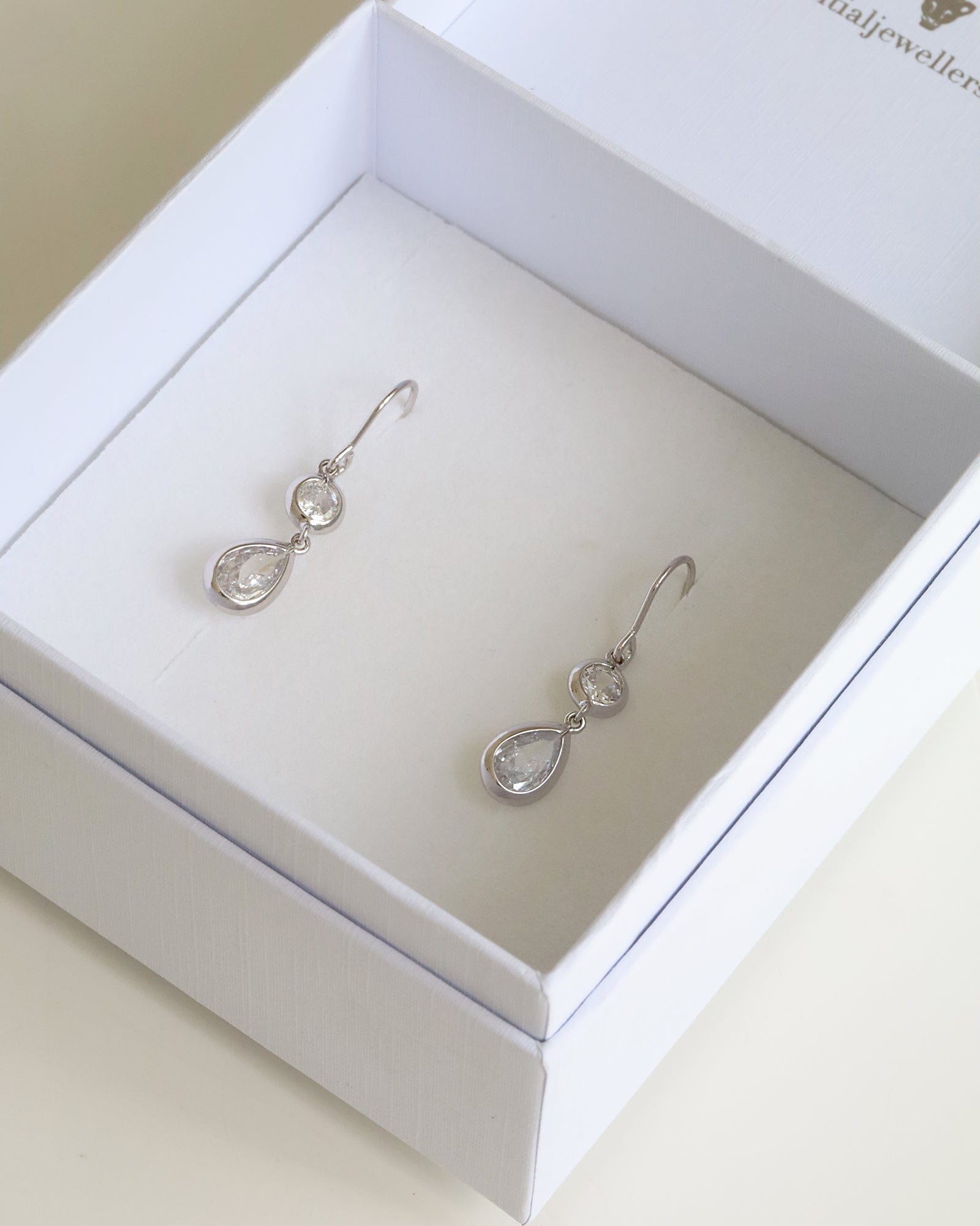 Sterling Silver and Cubic Zirconia Martini Teartrop Earrings