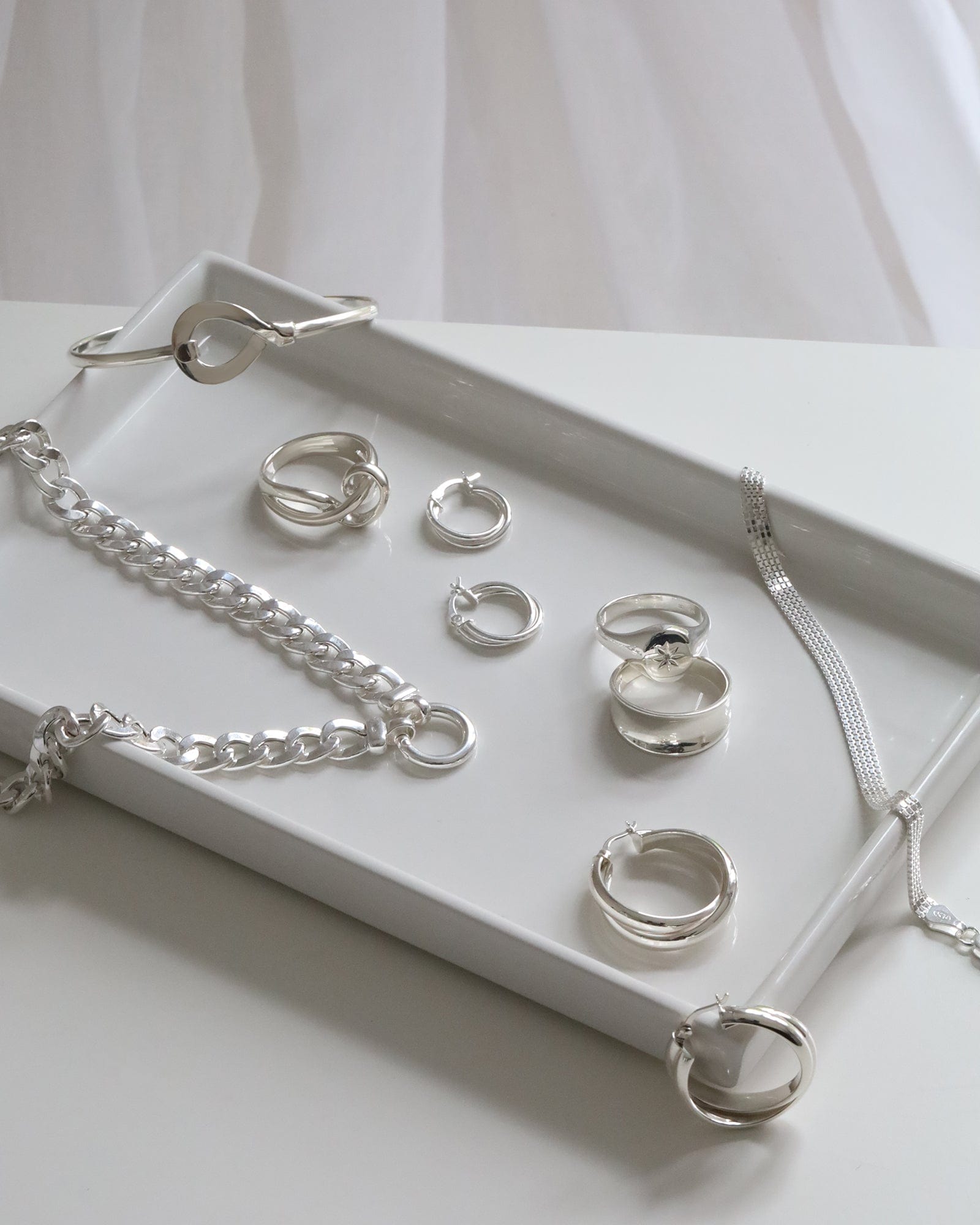 Sterling Silver Crossover Flip-Top Hoops
