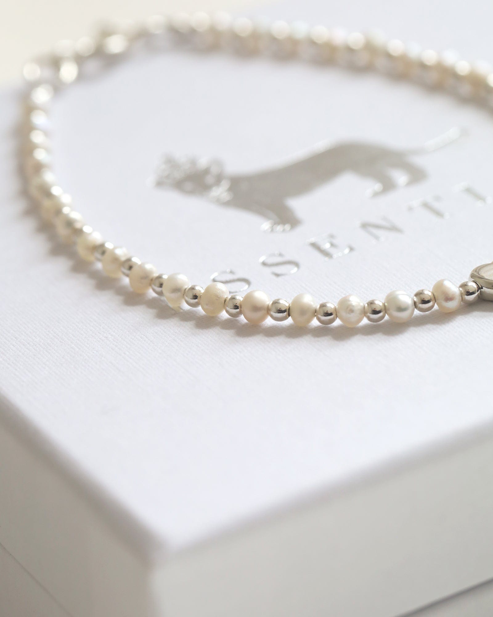 Sterling Silver and Mini Pearl Heart Charm Bracelet