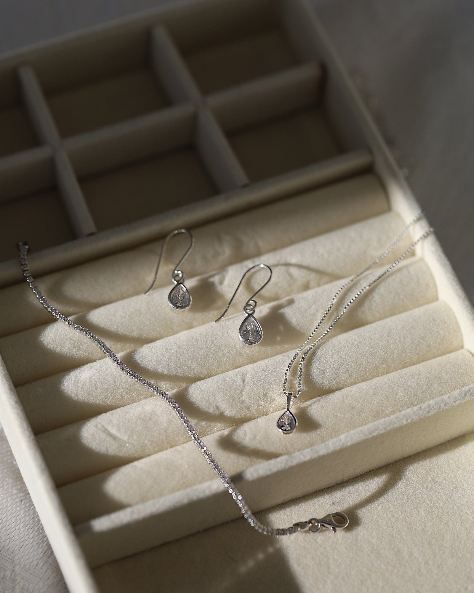 Sterling Silver and Cubic Zirconia Teardrop Earrings