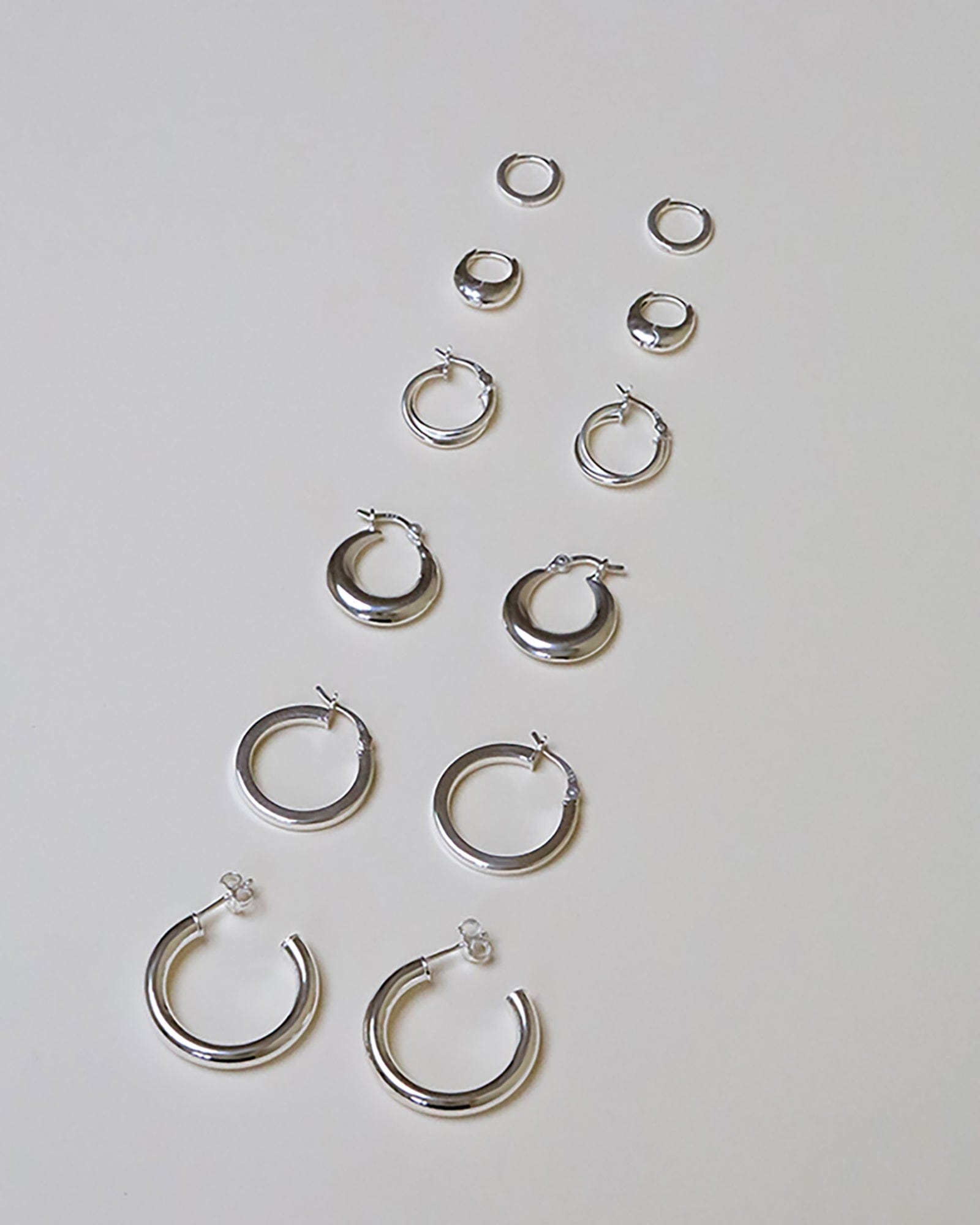 Sterling Silver Hammered Curved Huggie Hoops