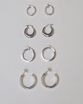 Sterling Silver Puffed Creole Hoops